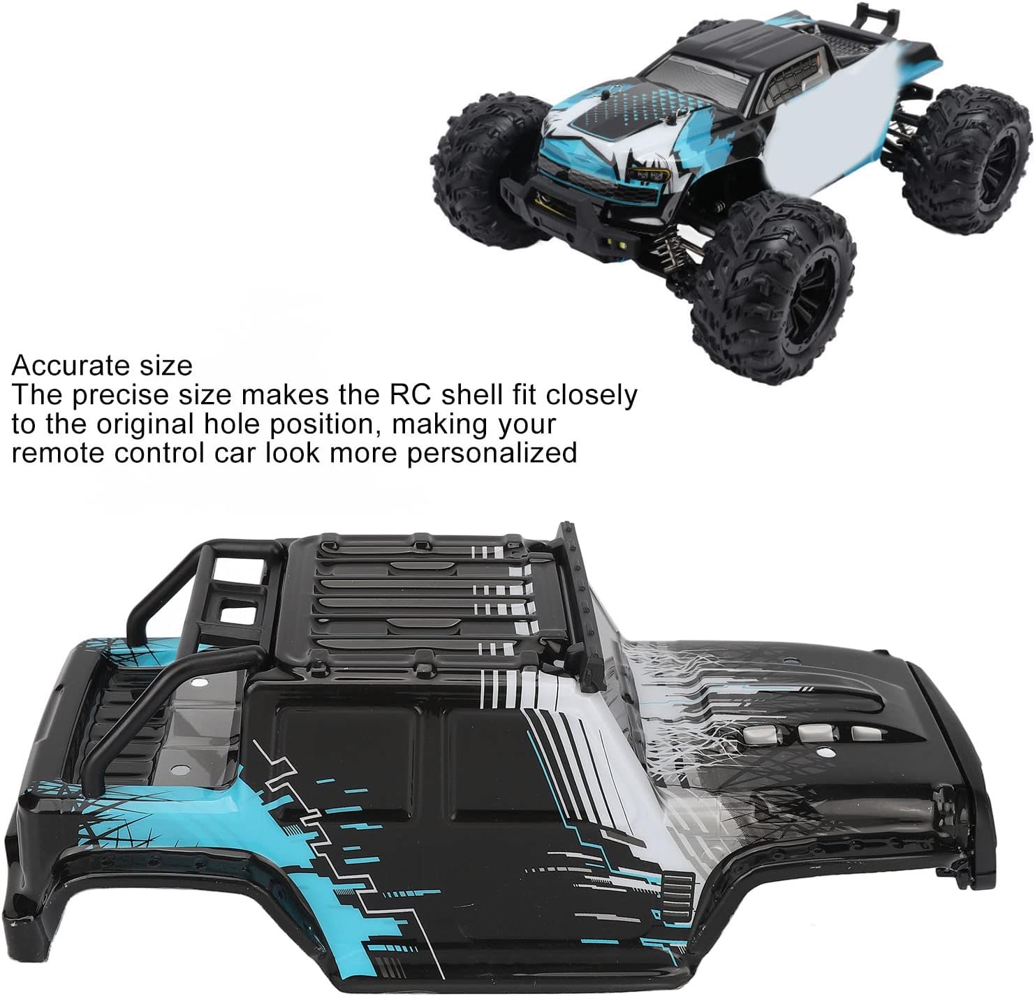 VBESTLIFE RC Car Body Shell,Cover Accurate Size Remote Control Car Body Accessory Fit for SCY 16103PRO 1/16 RC Car (Blue)