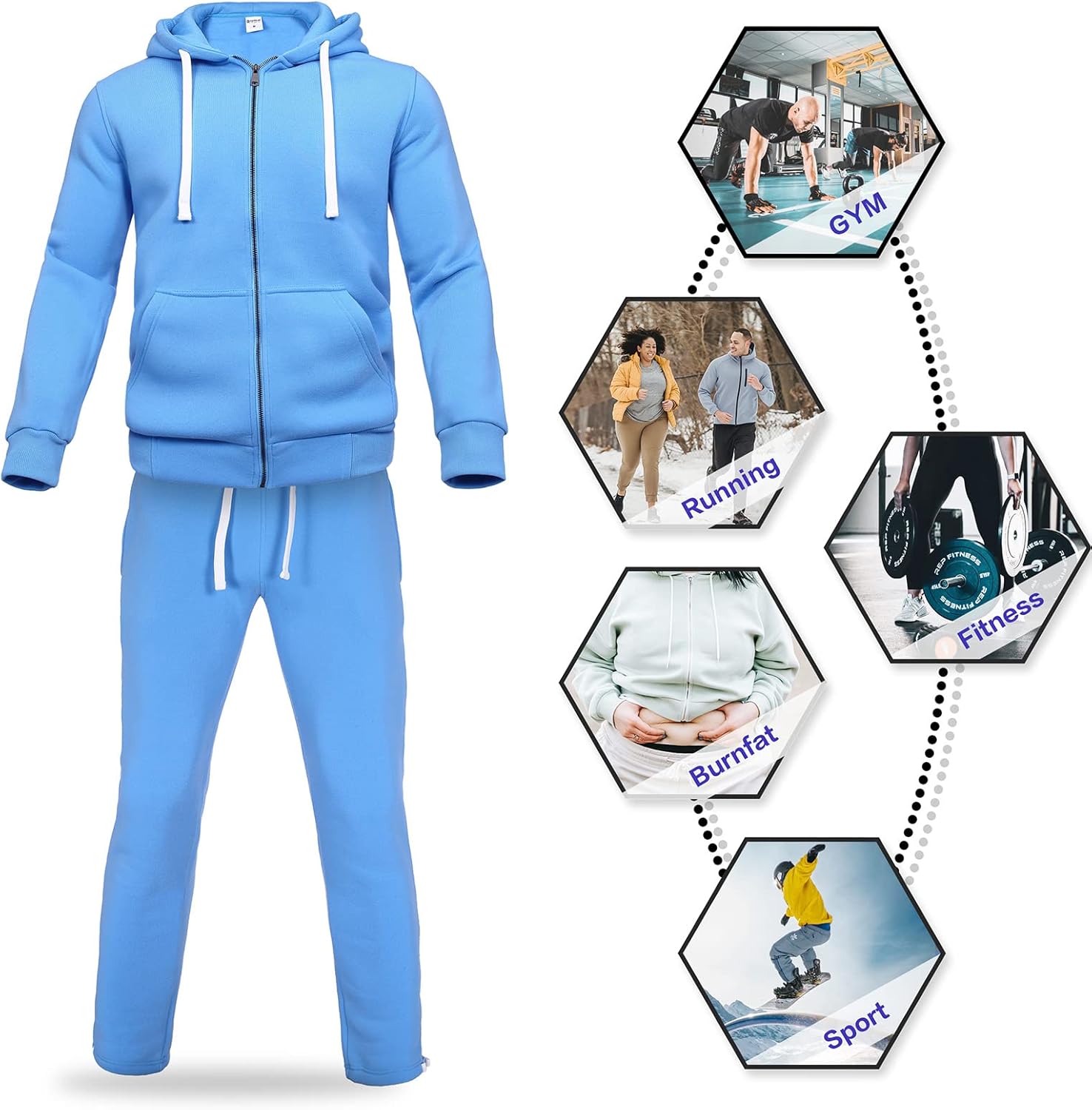 Men's Tracksuits Sweatsuits 2 Piece Casual Sweat Jogging Suit Set Athletic Full Zip Hoodies and Sweatpant Outfits - Image 3