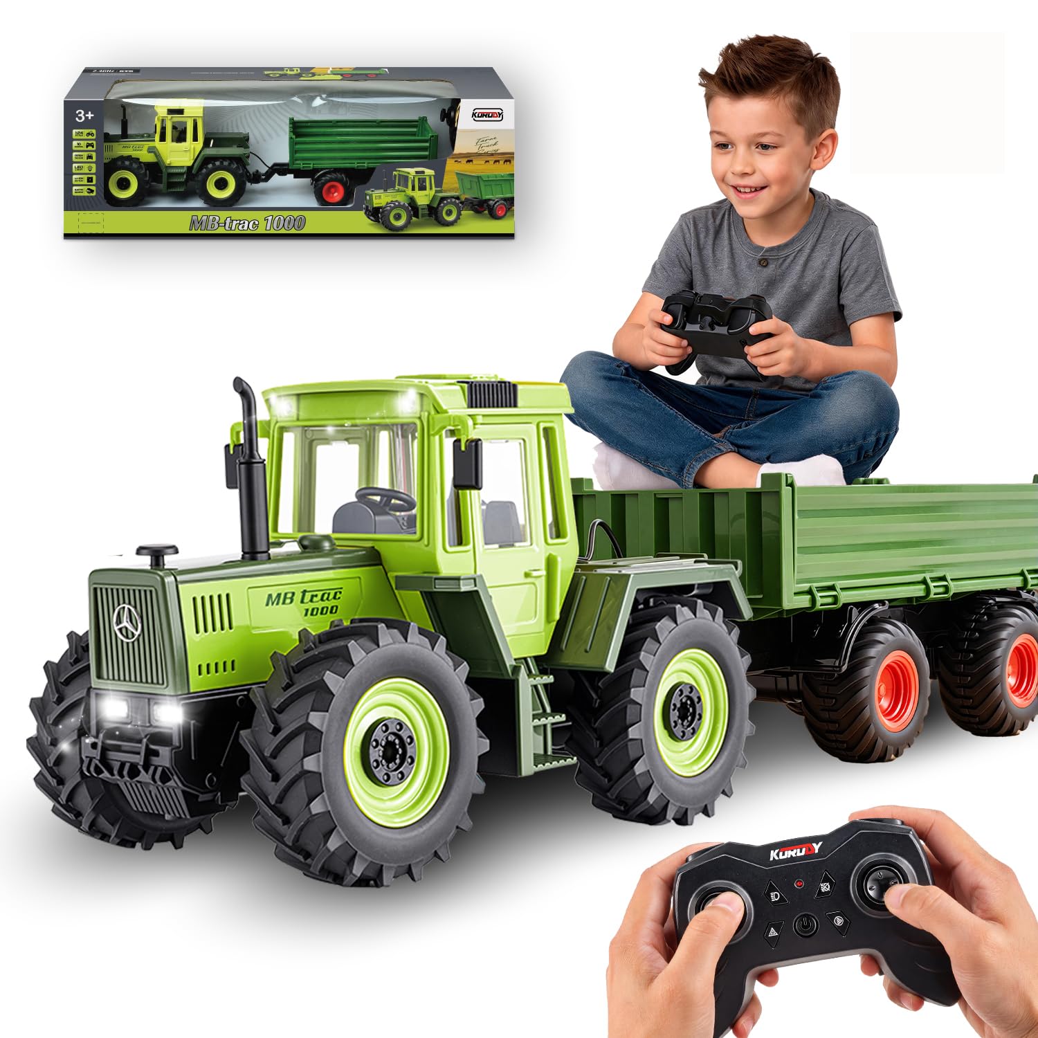 Ferngesteuerter Traktor Spielzeug ab 3 Jahre Mercedes-Benz MB-trac 1000 | Spielzeug traktor ferngesteuert, traktor mit anhänger spielzeug, farm spielzeug，Geschenk für Kinder Jungen ab 3 4 5 6 8 Jahre