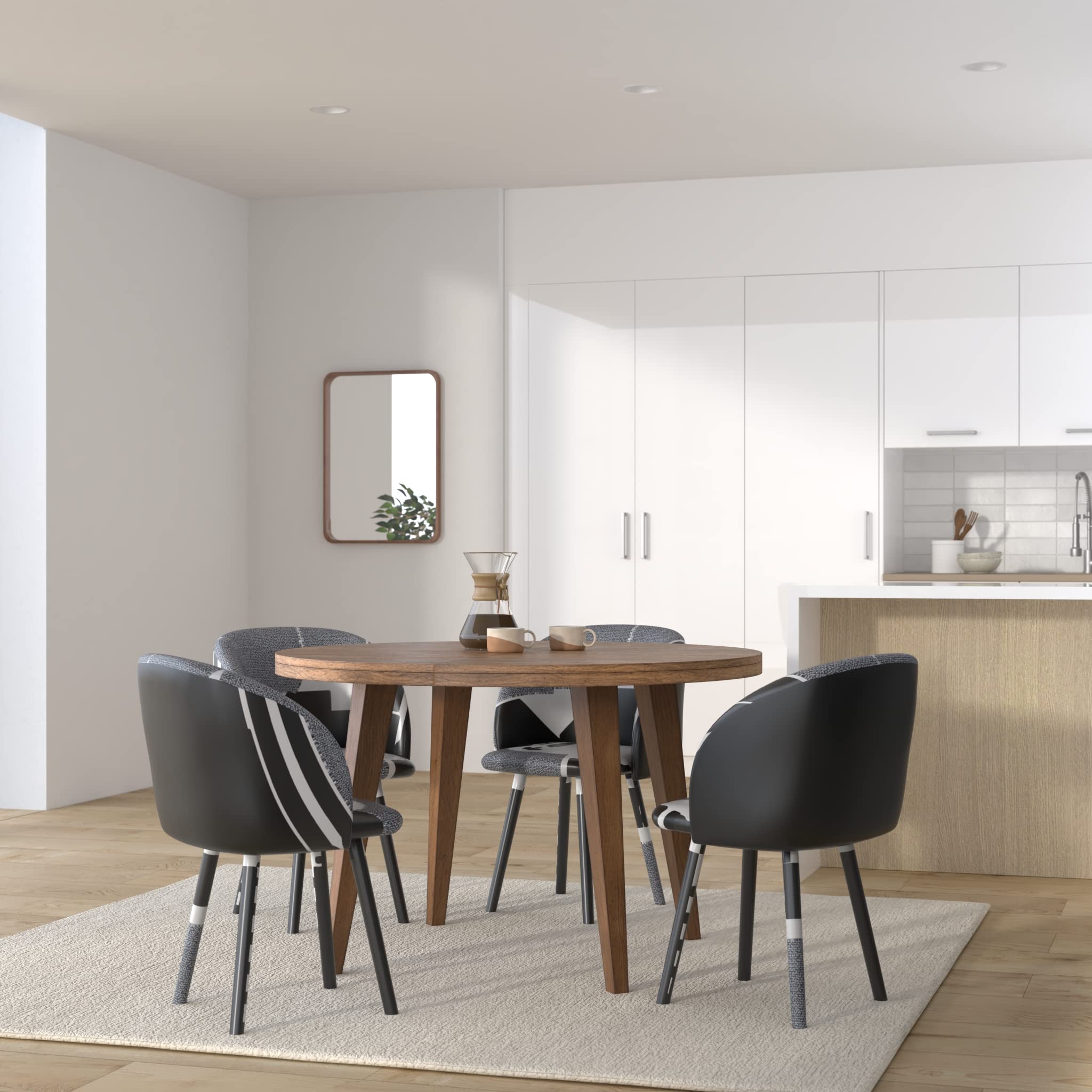 WOLTU Silla de Comedor,Terciopelo,Rosa | Tapizadas,Ergonómicas con Respaldo y Brazos para Salón y Dormitorio, Estilo Nórdico, Patas de Madera