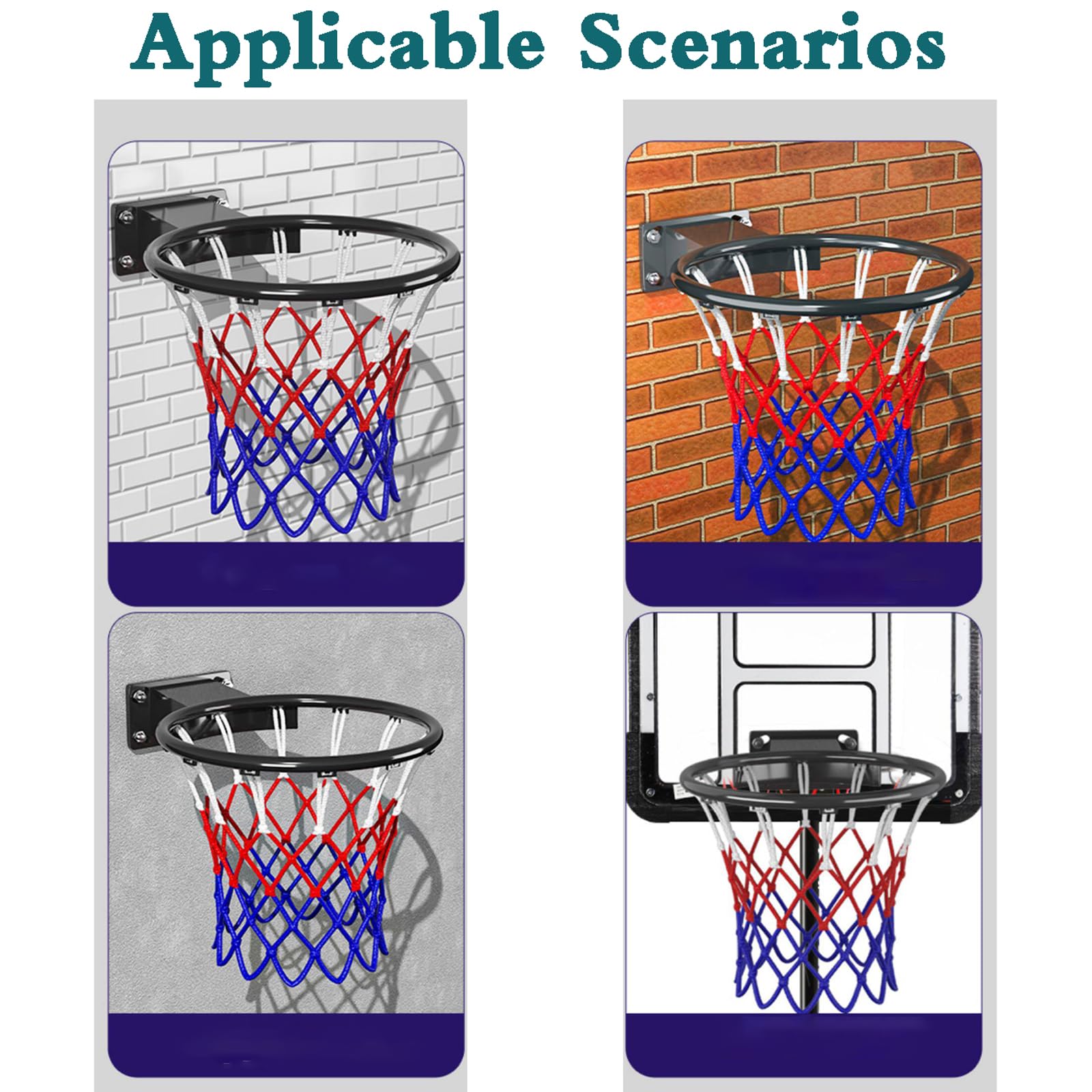 Canasta Baloncesto Pared,Canasta Baloncesto Interior,Canasta Baloncesto Exterior Pared,Anillo De Baloncesto SóLido,Doble Resorte,para Entretenimiento Diario,para áRbol,Postes