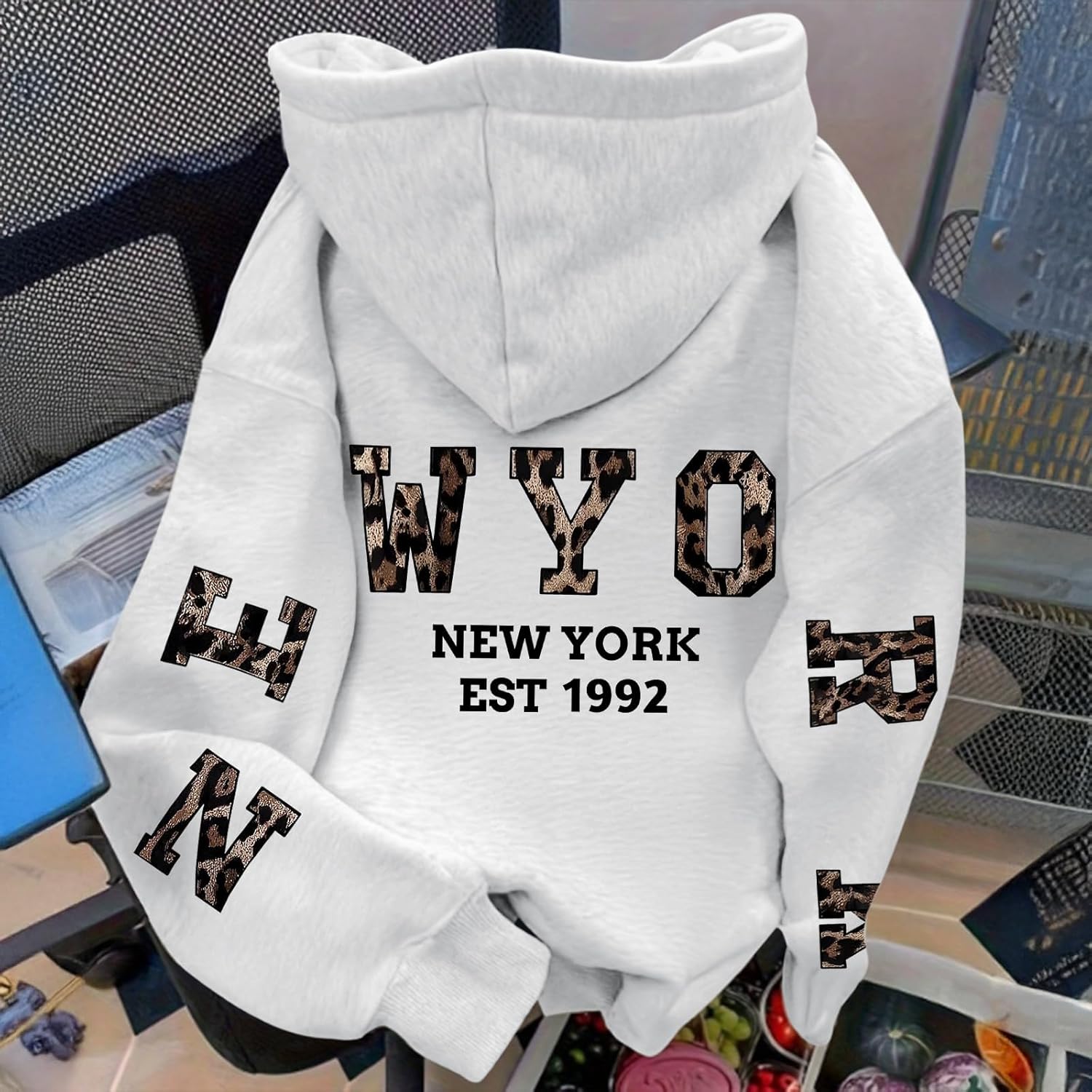 Women Leopard Print New York Hoodie Vintage Sweatshirt Y2k Oversized Graphic Hoodies Cotton Pullover Tops - Image 2