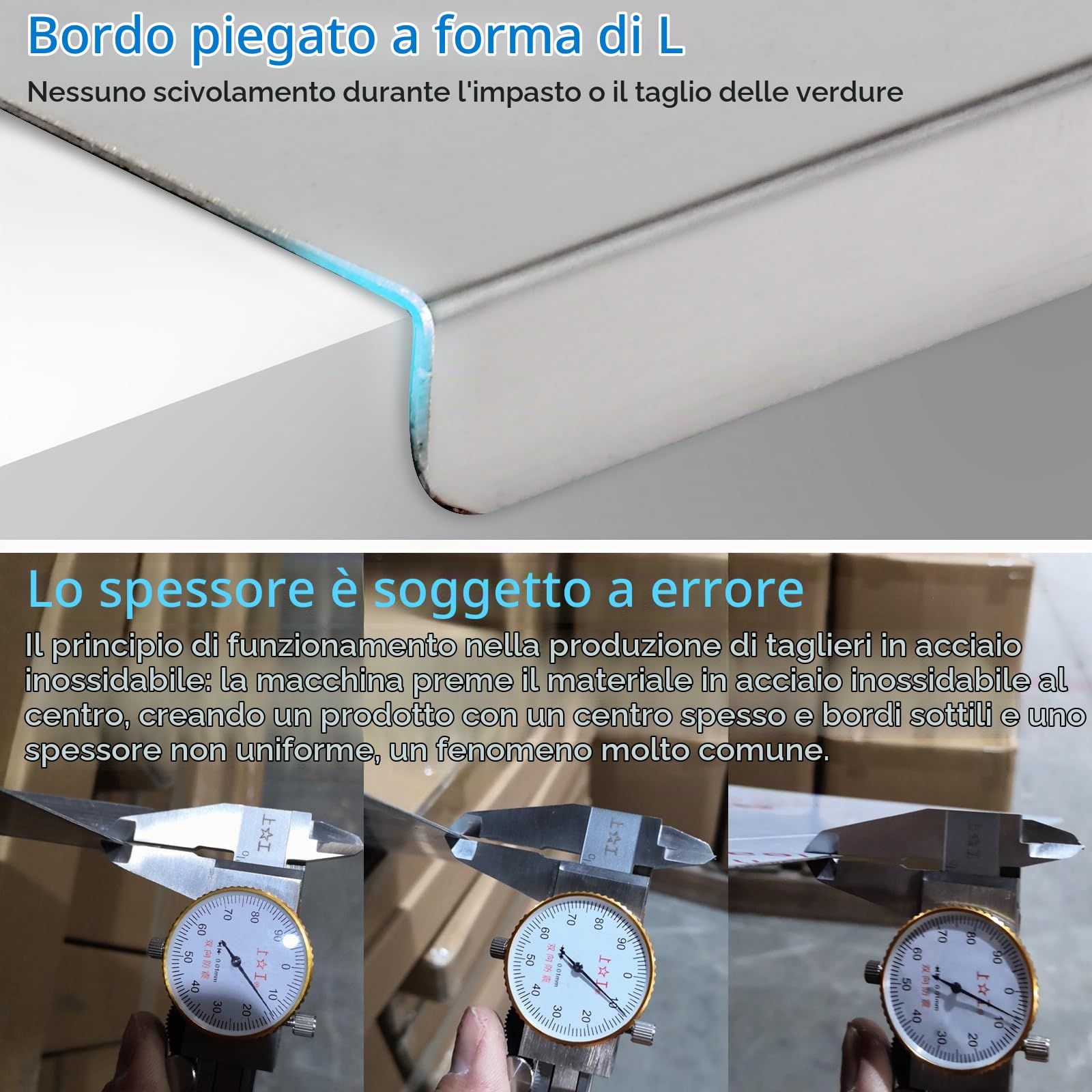 Tagliere Acciaio 316 Inox, 70 x 50cm Spianatoia in Acciaio Inox Tagliere In Acciaio Inox Alimentare Tagliere Da Cucina Acciaio per Cucina Bar Ristorante Impastare