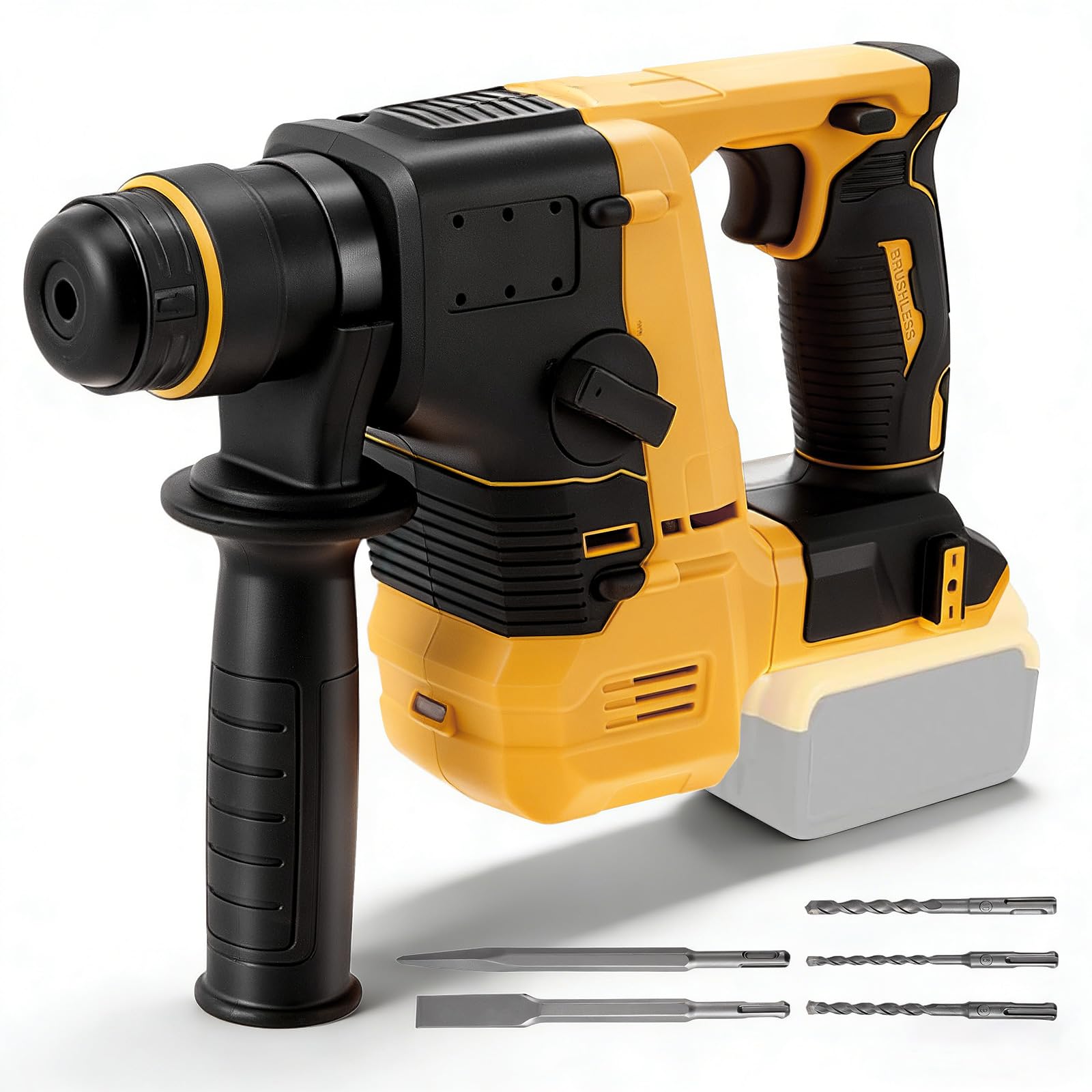 SDS Drill Cordless Compatible with DeWalt 20V Max Battery, 800W Brushless SDS Hammer Drill with 5 Drill Bits, 1700RPM 4470BPM Rotary Hammer for Concrete Masonry Wood (Batteries & Charger NOT Included)