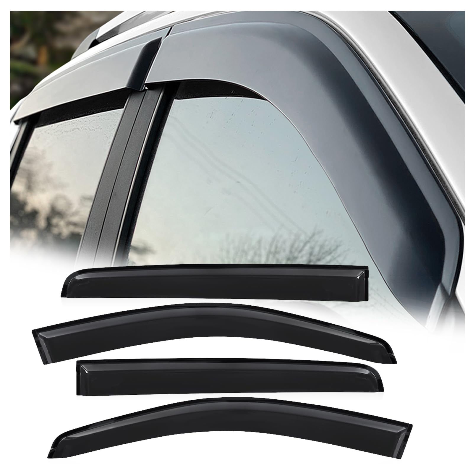 JHCHAN Fits for Ford Ranger Wind Deflectors 2012-2022 Accessories, T6 T7 T8 Double Cab Rain Window Shield Visor Guards Cover (-Ford Ranger Wildtrak Raptor Stormtrak Limited Wolftrak XL XLT MSRT)