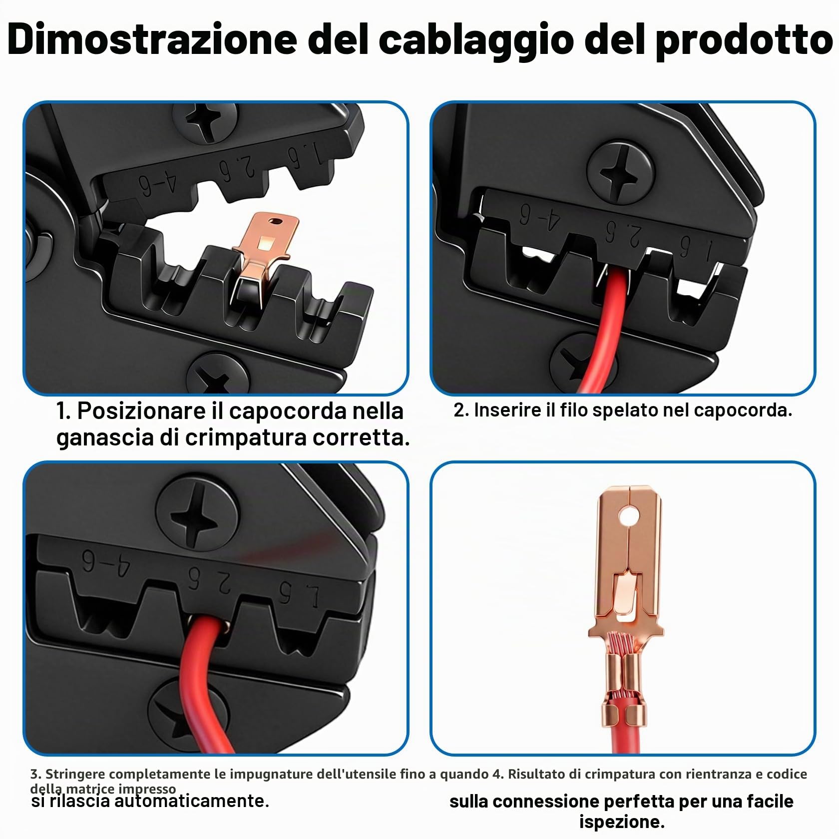 Heschen 100 connettori a compressione rapidi da 6,3 mm, non isolati