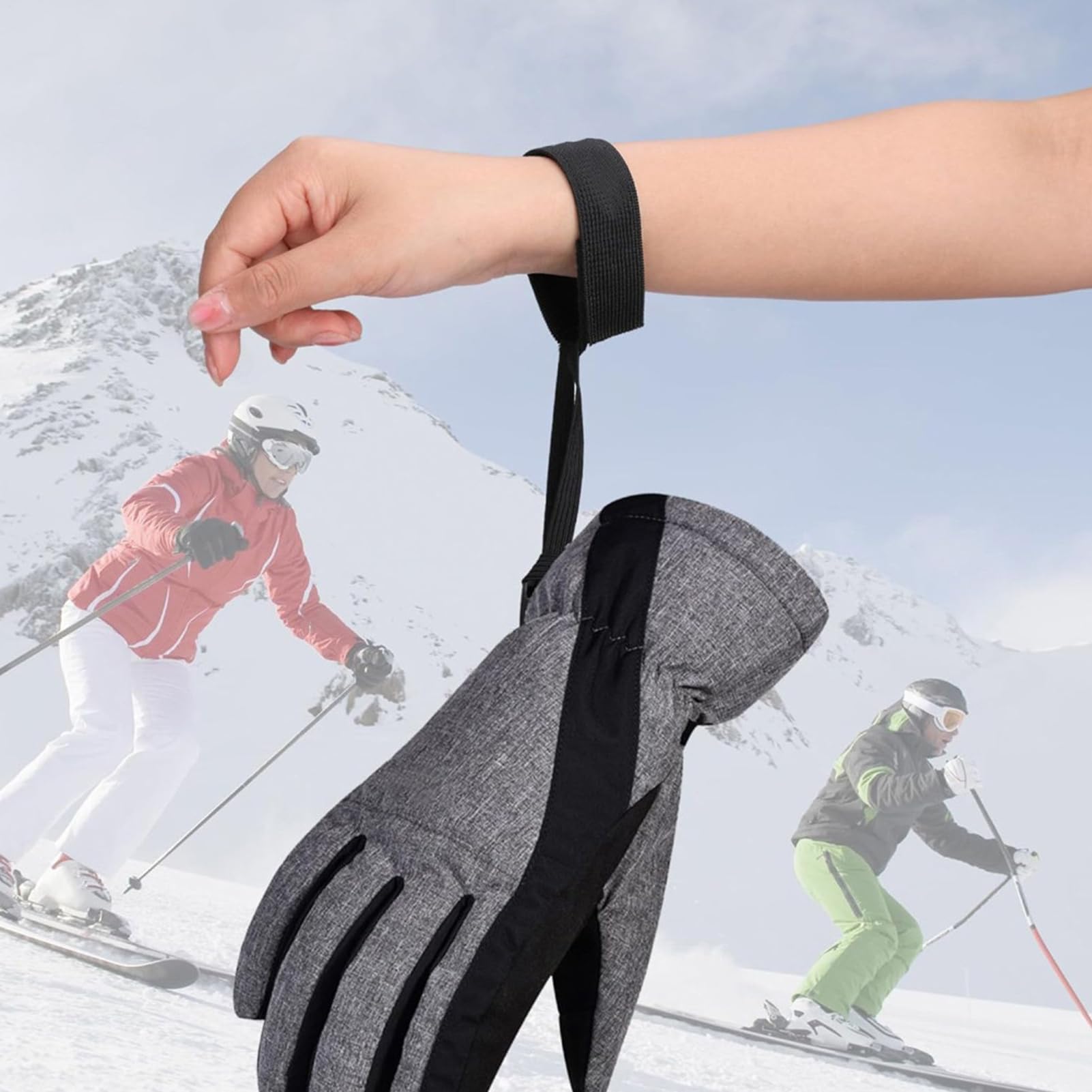 Générique Lot de 4 laisses de Gants de Ski réglables en Nylon, Sangles élastiques de Poignet avec Crochet pour Suspendre Les Gants, Sangle de Sport Universelle pour Le Ski, Le Snowboard et l'hiver