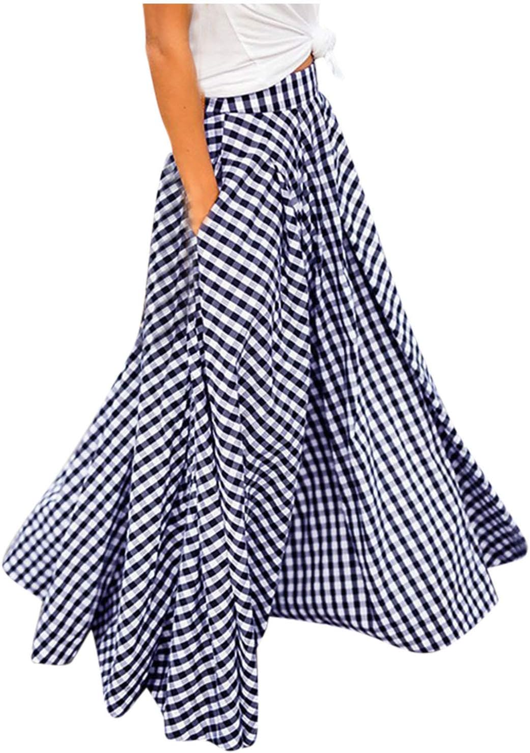 Bohemian Floral Print Skirt for Women High Waist Party Beach Pocket Long Maxi Skirts