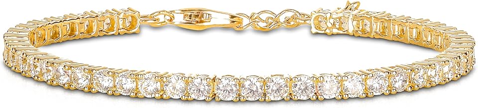 Diamond Treats Silver Tennis Bracelet for Women, 925 Sterling Silver Bracelets for Women with 3mm White or Coloured Stones, Silver Ladies Eternity Bracelet, Silver Jewellery Gift for Women
