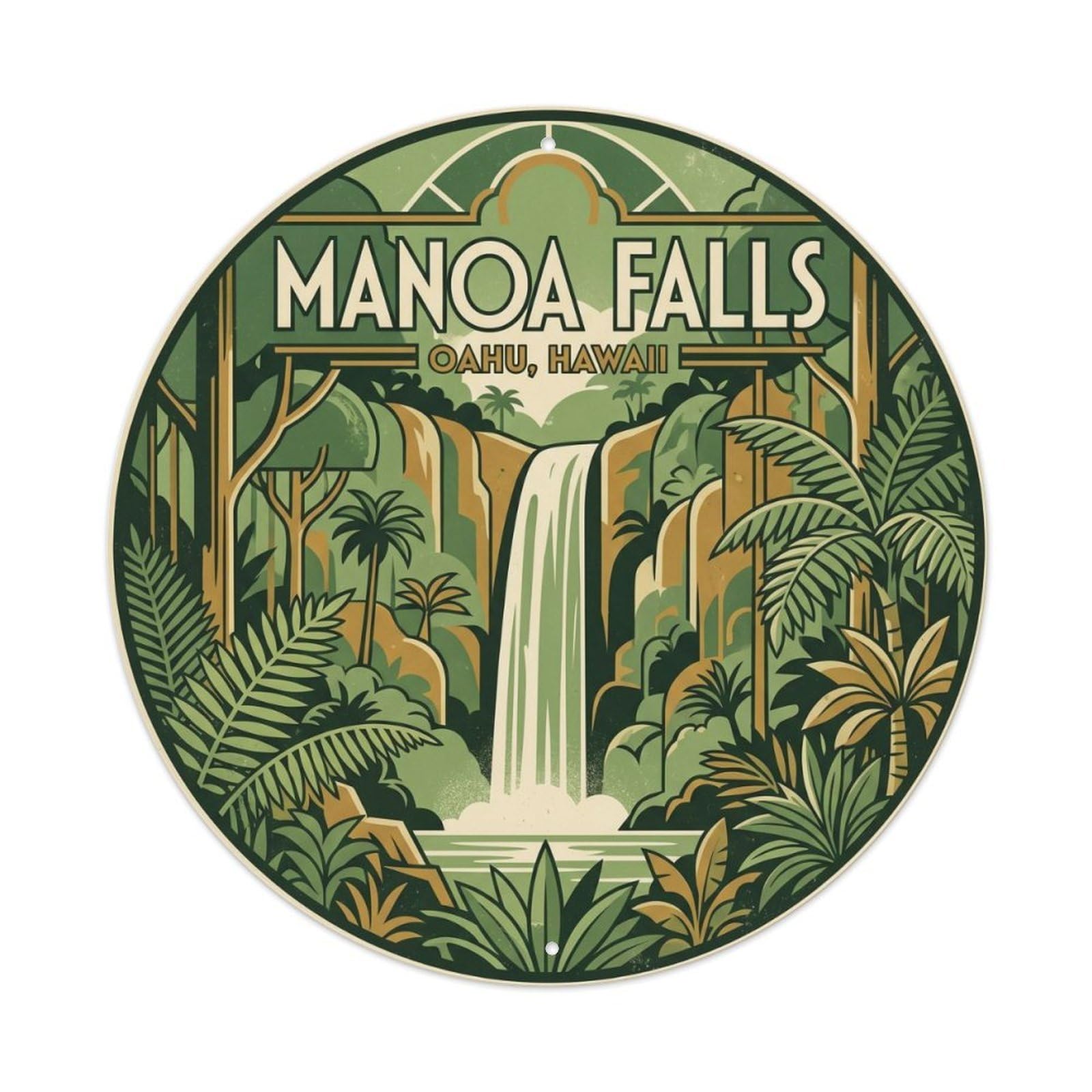 Manoa Falls Oahu Hawaii Nature Pacific Waterfall Metal Tin Sign