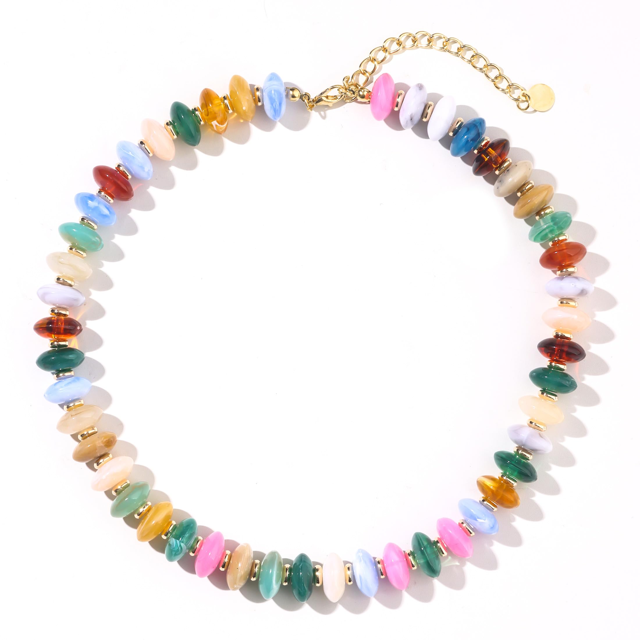Colorful Beaded Necklace for Women Unique Resin Beads Choker Necklaces Boho Statement Chunky Necklace Summer Vacation Jewelry