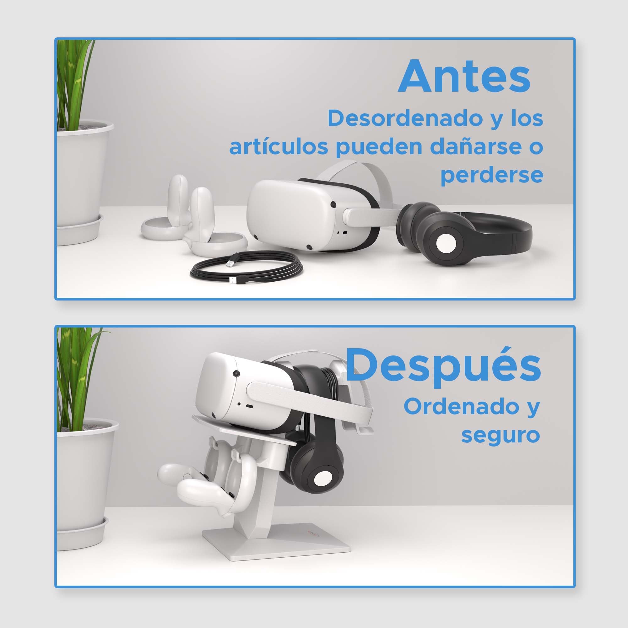 Digicharge Soporte VR para PSVR 2 Sony Playstation VR2/Meta Quest 2/Quest 1/Rift S/Valve Index/HP Reverb G2/Pico 4/PSVR2 VR Display Mount Station para Auriculares y Controladores táctiles