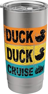 Retro Duck Duck Cruise Shirt Tags Caribbean Cruise Vacation Stainless Steel Insulated Tumbler