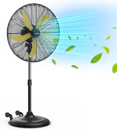Ventilador de pedestal oscilante de alta velocidad de 5300 CFM de 20 pulgadas, ventilador profesional de pie de 3 velocidades, ventilador industrial