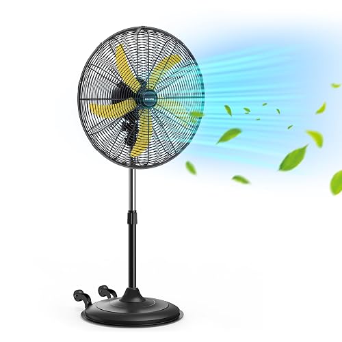 CCGIRU 5300 CFM 20" High Velocity Oscillating Pedestal Fan, 3-Speed Professional Standing Fan, Heavy Duty Industrial Fan with Aluminum Blades for Commercial, Warehouse, Garage, UL Listed - 20 Inch Pedestal Fan