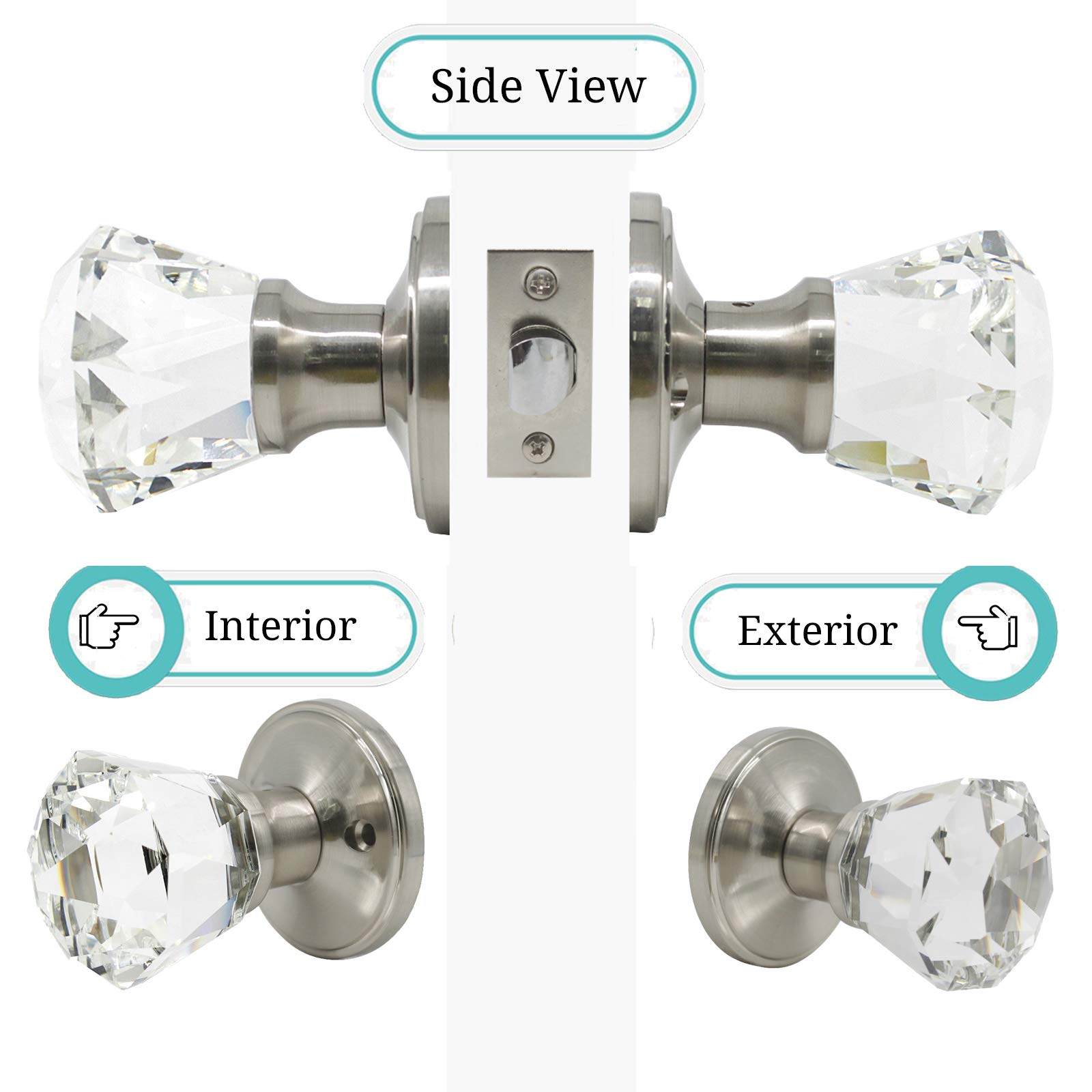 Amazon.co.jp: クリスタルスタイルドアノブ ロック付き ガラスドアノブ