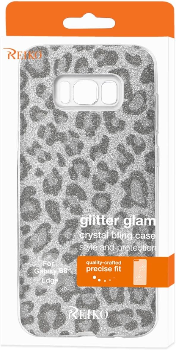 Reiko Wireless Samsung Galaxy S8 Edge/S8 Plus Shine Glitter Shimmer Leopard Hybrid Cases In Silver - Colored