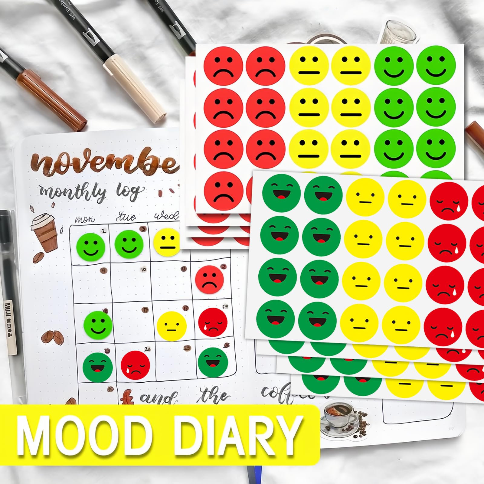 ChAusa 2400 Pcs Smile Stickers 2.5cm Happy/Sad Smiling Face Stickers Emotions Stickers Round Red Yellow Green Traffic Light Smiley Face Stickers Kids Reward Stickers for Teachers Parents - Image 4