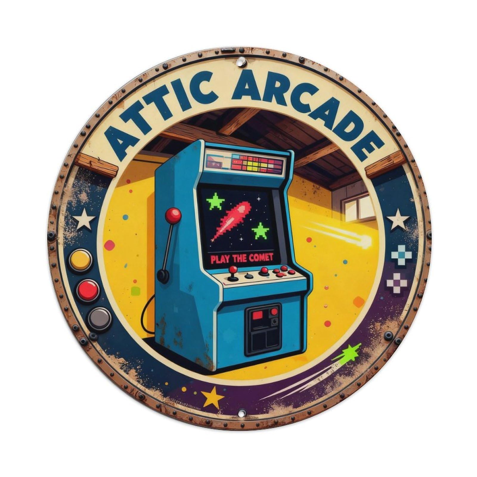 Attic Arcade Sign Metal Tin Sign Plaque