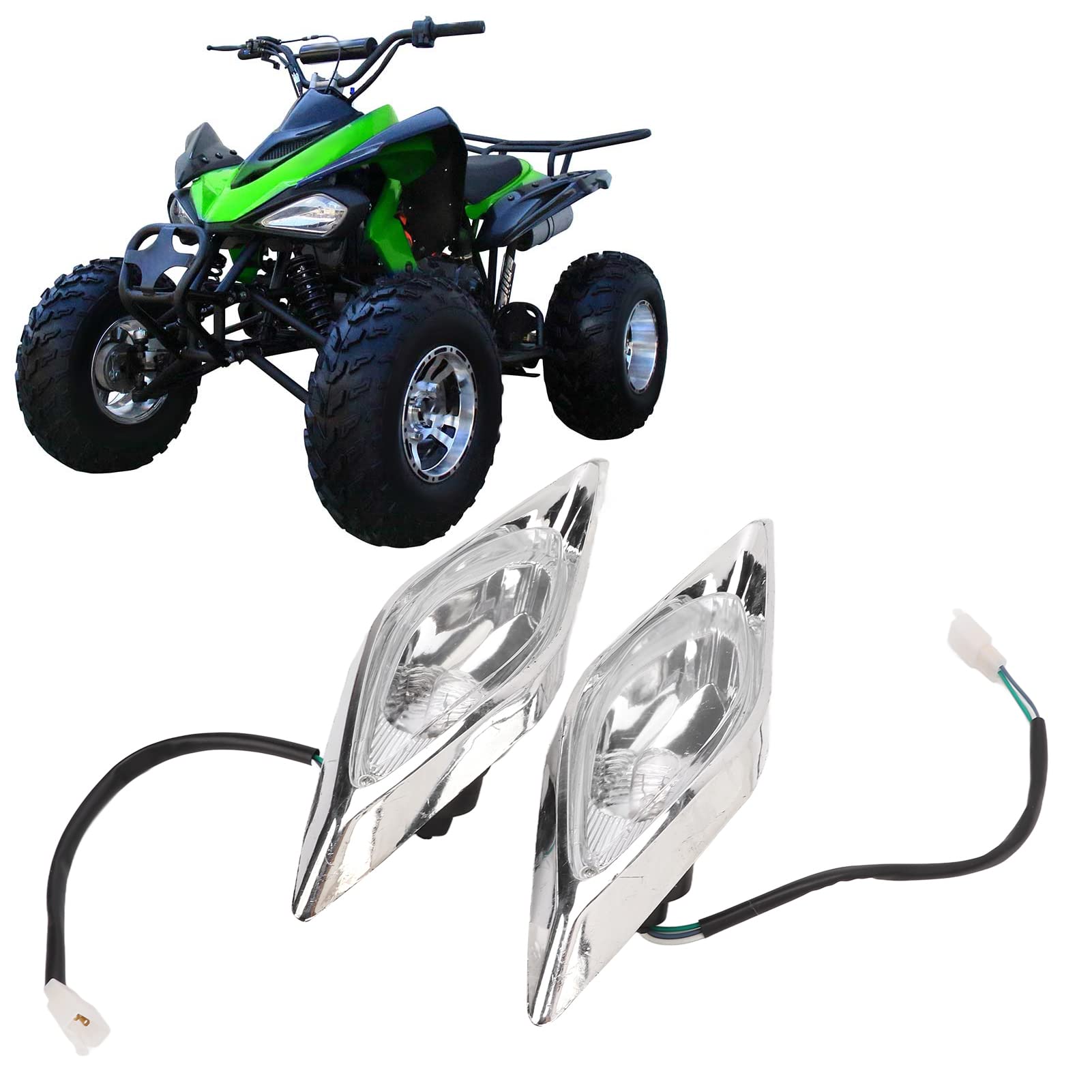 Akozon Phare à DEL, Phare Avant 12V 8W LED Phare Plastique et Métal Pour Moto ATV Quad Go Kart Akozon Phare à DEL, Phare Avant 12V 8W LED Phare Plastique et Métal Pour Moto ATV Quad Go Kart