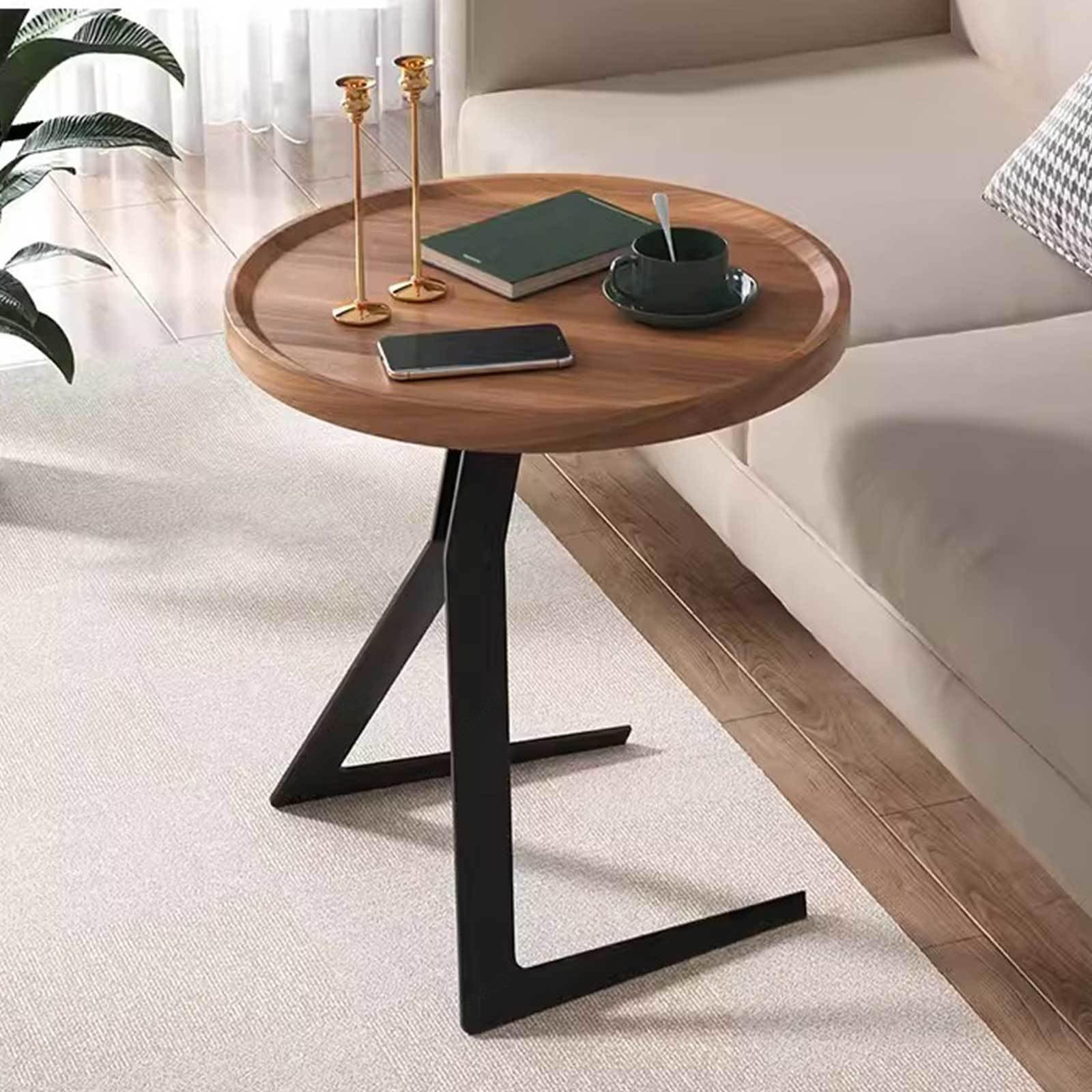 HDANI C-vormige bijzettafel set van 2,ronde bijzettafel onder bank, nachtkastje,bijzettafels met metalen frame, kleine koffiesnacktafel voor woonkamer, slaapkamer,wit