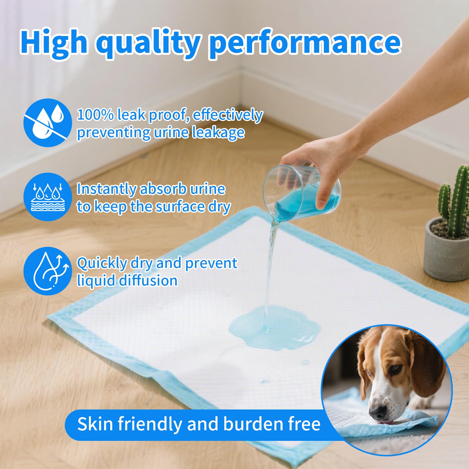 100 Stück Trainingspads für Hunde, 60X60 cm PIPI Matten für Welpen, Unterlagen Baby mit 6 Schichten Leckage Design, Die Oberflächen Schnell Trocknen Können und Haustiere Trainieren