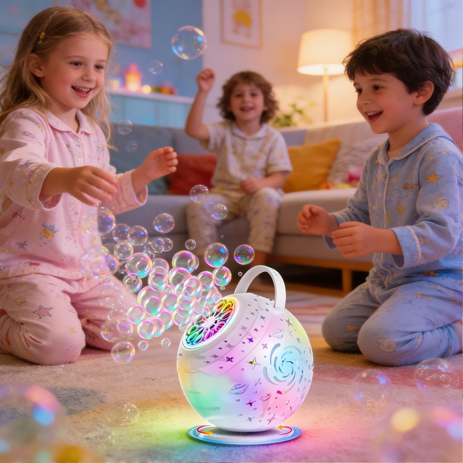 Macchina per Bolle di Sapone per Feste Ricaricabile con Rotazione a 360° e | Automatica a 10 Fori Per bambini e bambine, attività esterne, feste, matrimoni, compleanni