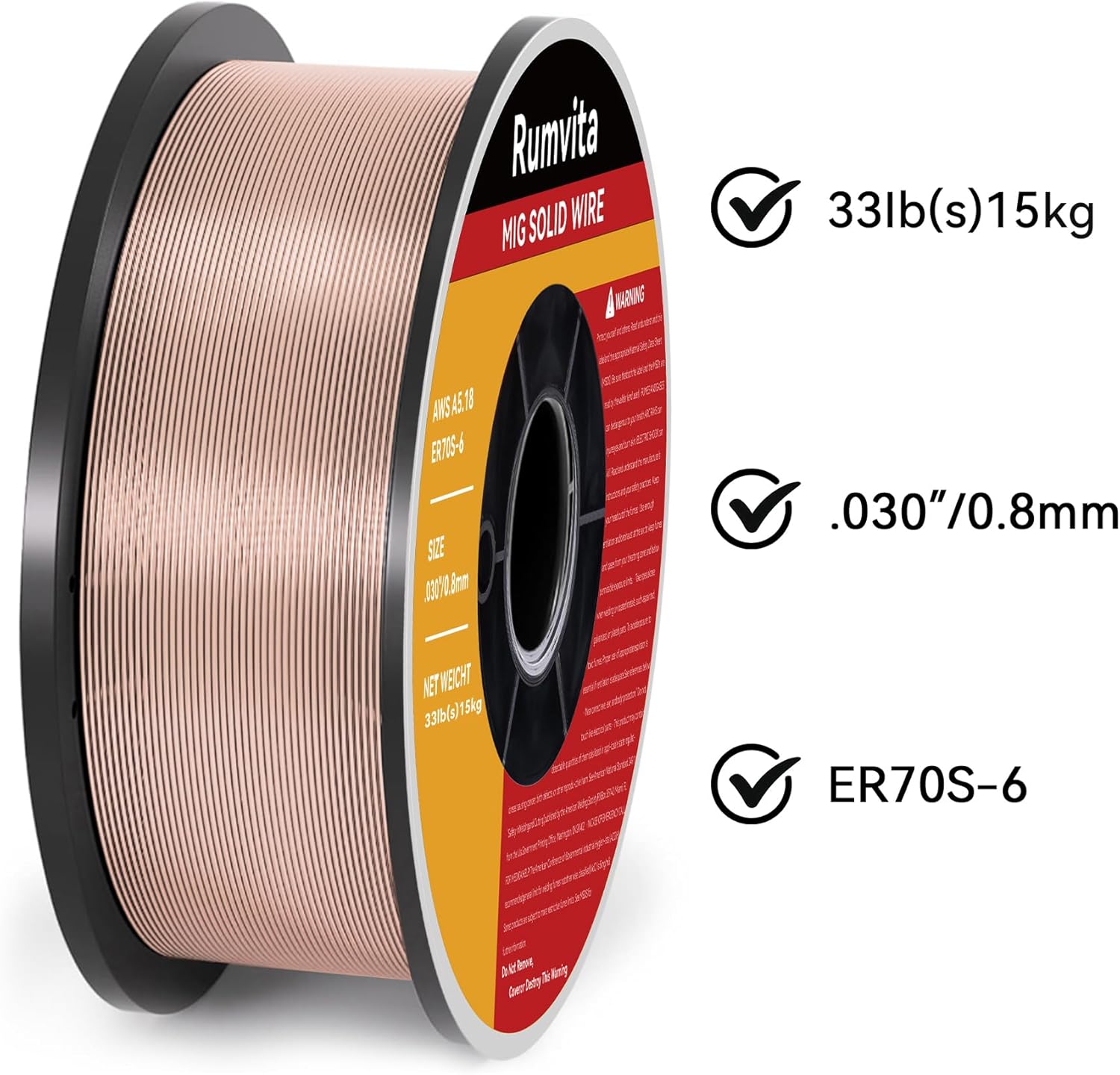 Mig Welding Wire - ER70S-6 .030"(0.8 mm)- 33 Pound Spool - Mild Steel MIG Solid Welding Wire,Low Splatter and High Levels of Deoxidizers