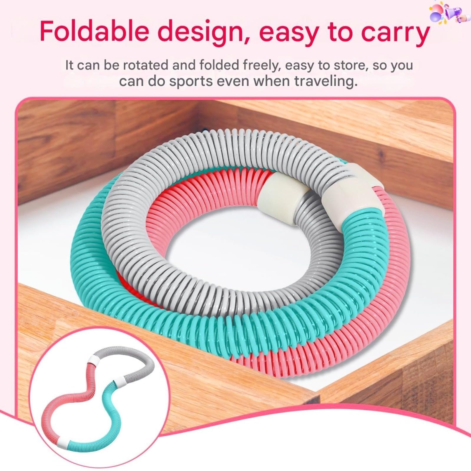 Neu Sports Hula Hoop für Erwachsene, Soft Spring Hula Hoop,Fitness-Reifen mit Gewicht zur Gewichtsreduktion und Massageeffekt, weicher Fitness-Reifen, Faltbarer PVC- für Bauchmuskeltraining