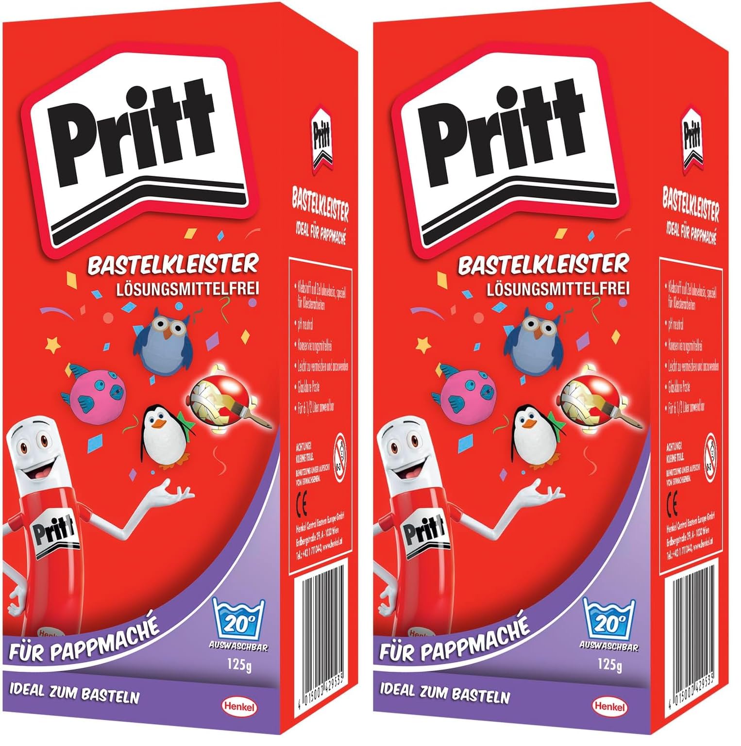 Pritt Bastelkleister Pappmaché, 125 g Pulver, sicher für Kinder, mit warmen Wasser auswaschbar, frei von Konservierungs- und Lösungsmitteln, 9H 1888145 (Packung mit 2)