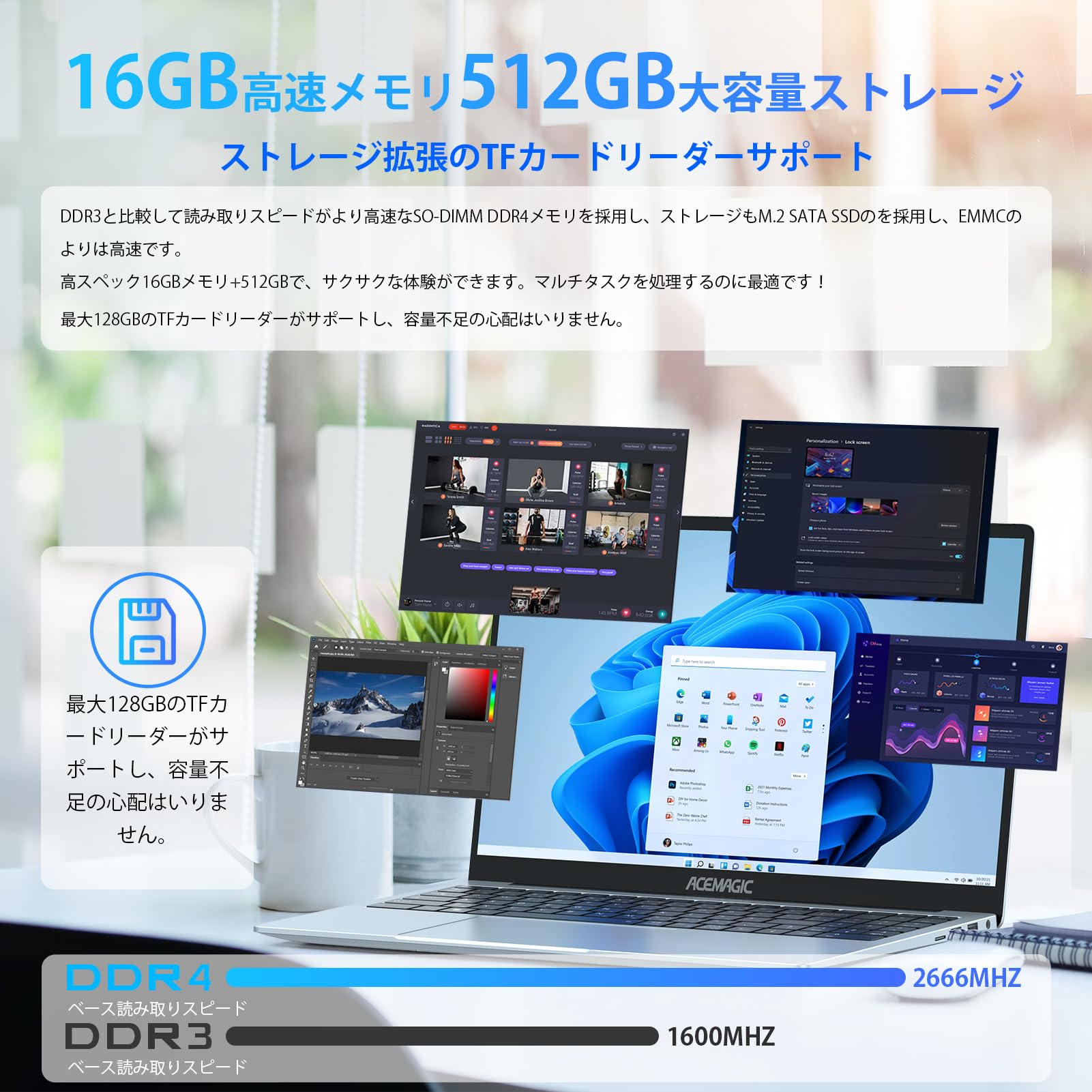ACEMAGIC ノートパソコン 15.6インチ ノートPC 本体 ACEMAGIC ノートパソコン 15.6インチ N95 16GB 512GB SSD Windows 11