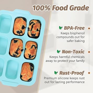 Mini Loaf Tins with Frame: Silicone Brownie Bread Tin for Baking Mould Oven | 9-Cavities Nonstick with Metal Frame - Mini Bread Baking Tray for Baking Bread Stick Cornbread Mould - Healthy Bakers Lovers