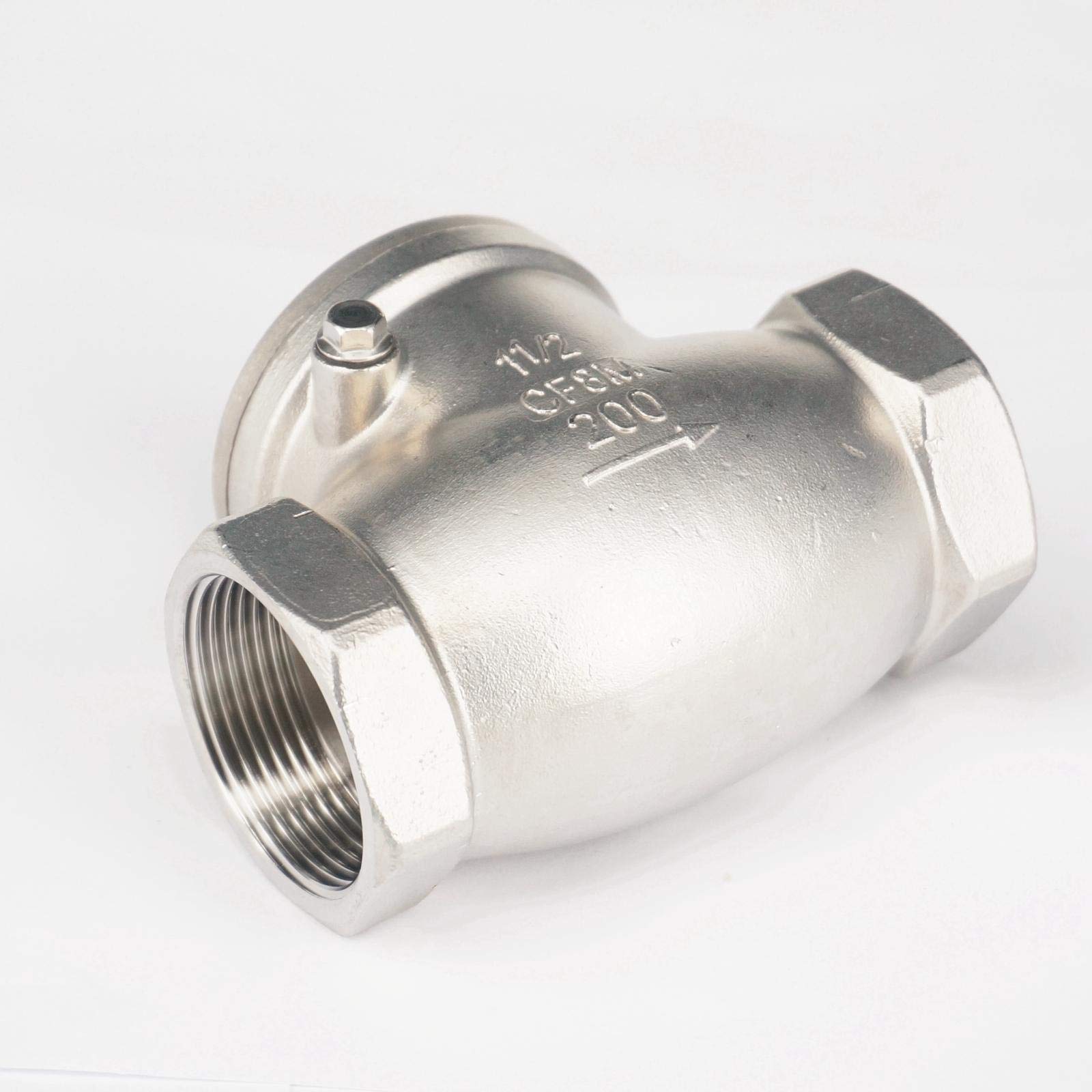 Válvula de retención oscilante de acero inoxidable 304, rosca hembra BSP de 1-1/2", DN10, válvula unidireccional antirretorno, 229 PSI