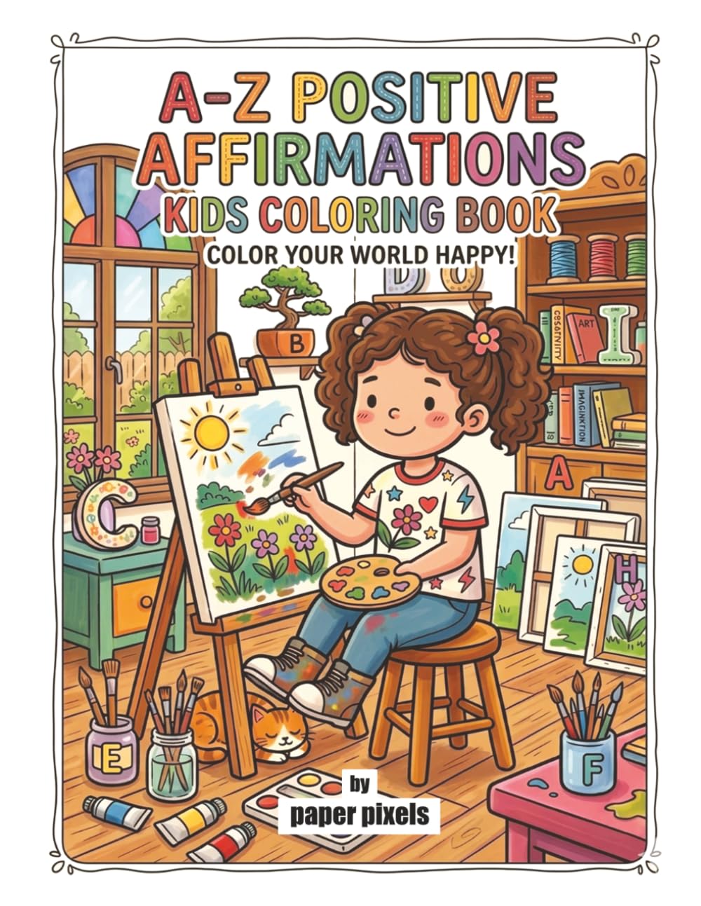 A-Z POSITIVE AFFIRMATIONS KIDS COLORING BOOK: COLOR YOUR WORLD HAPPY