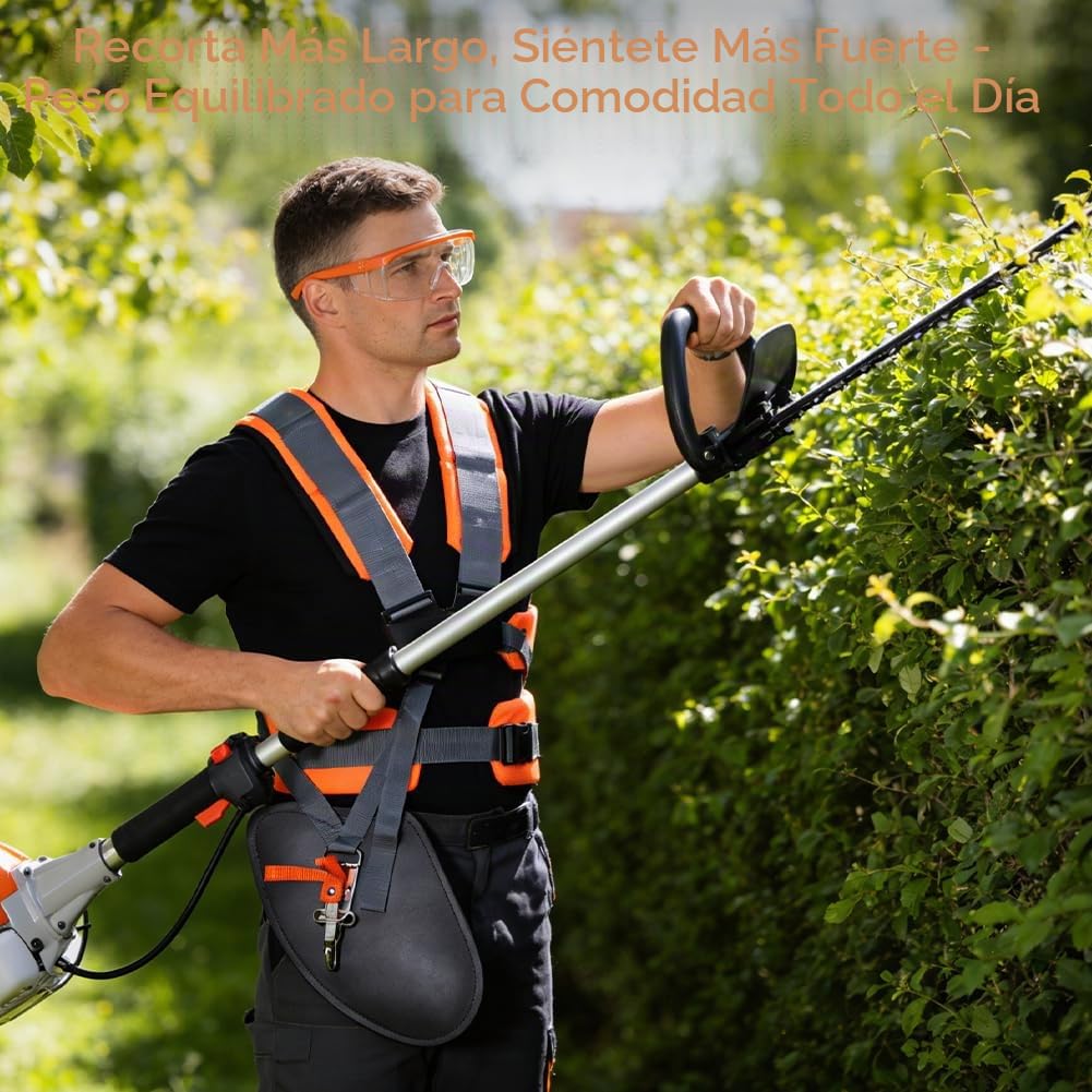 Correa de Hombro para Cortacésped, Correa de Cortacésped Ajustable de Doble Hombro, Nylon Duro, para Desbrozadora y Cortacéspeds (Anchura de Los Tirantes Cómoda)-Gris Anaranjado