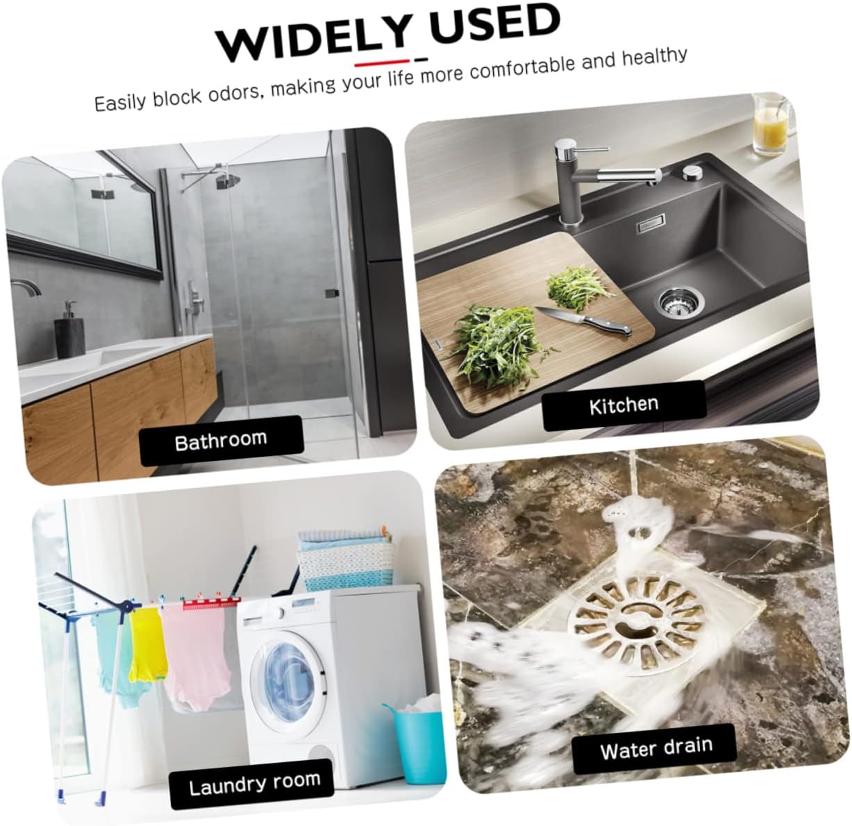 4pcs Floor Drain Core Sealing Plug for Drain Hose Drain Guard Backflow Preventer Drain Tube Plug Bathtub Stoppers Drain Plug Toilet Sink Silicone Drain Stopper Floor Filter White (Color : Black)