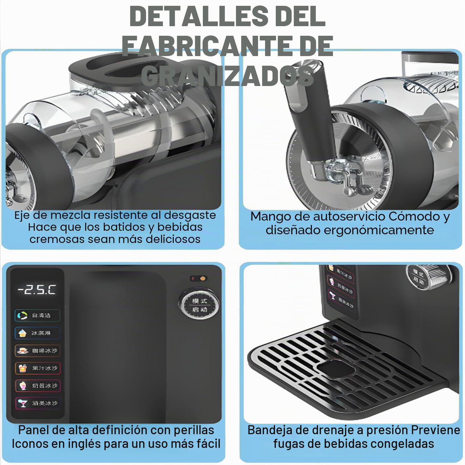 Máquina De Granizados 2026,Máquina De Granizados 5 En 1 para Granizados Y Postres Suaves,Máquina para Helado Suave con Mezcla Uniforme De 360°,Enfriamiento Continuo De 12 Horas Black