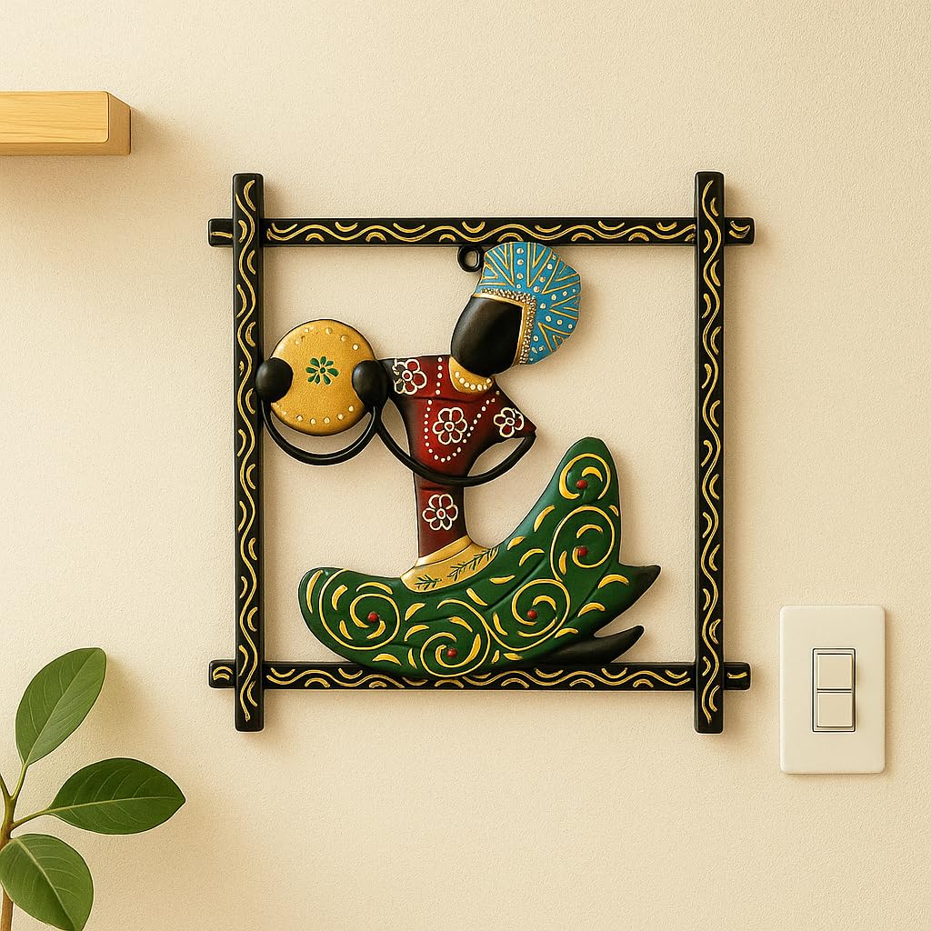 pranjals house Handcrafted Tribal Musicians Metal Wall Art