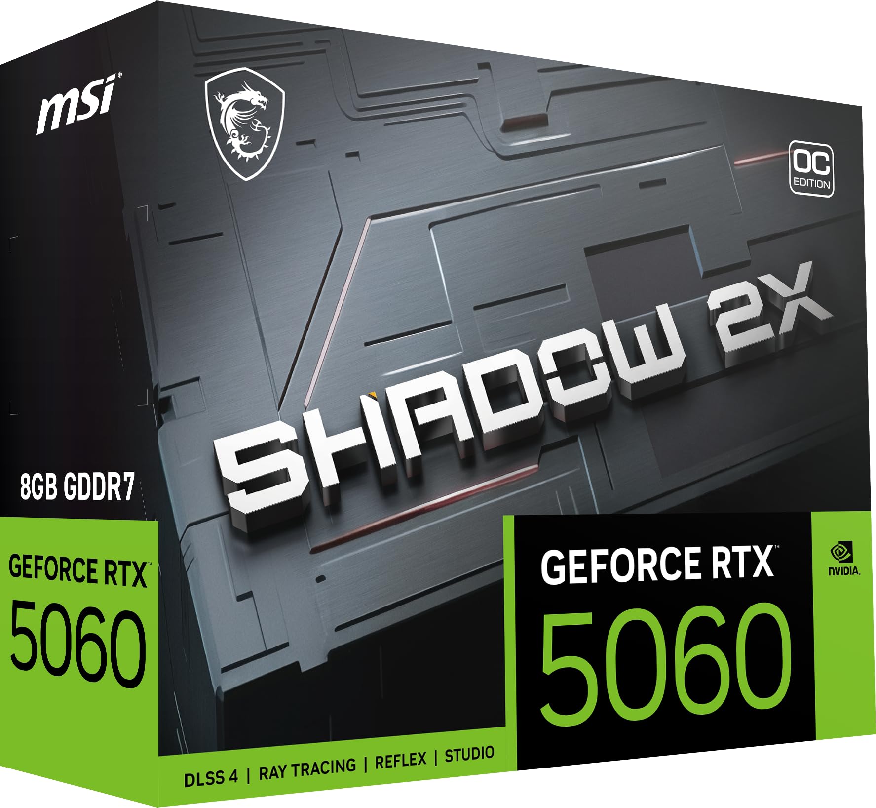 MSI Gaming RTX 5060 8G Shadow 2X OC Scheda grafica (8 GB GDDR7,128 bit, prestazioni estreme: 2535 MHz, DisplayPort x3 2.1a, HDMI 2.1b, NVIDIA Blackwell Architecture)