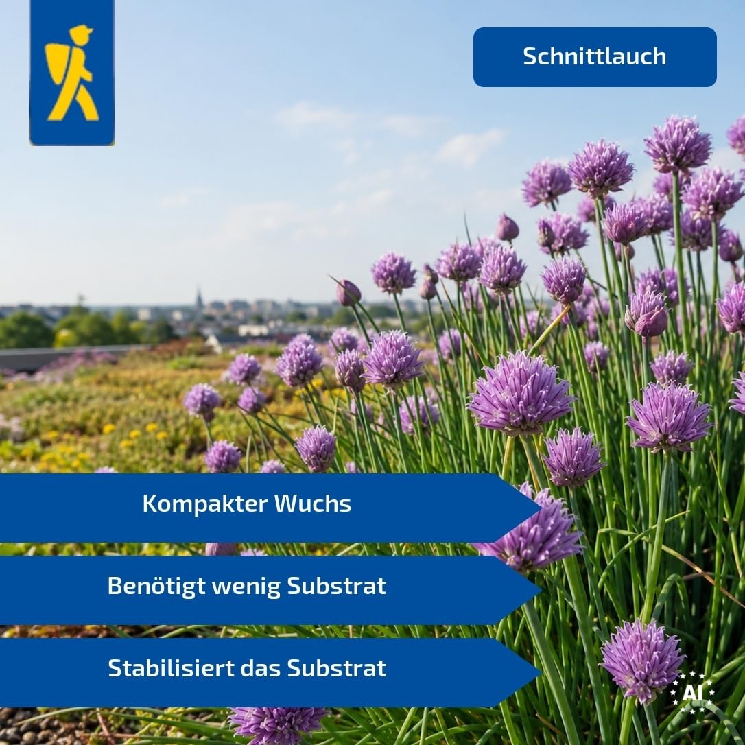 Kiepenkerl Dachbegrünung Kräutermix 801912 - Trockenheitsverträgliche Grasarten und Pflegeleichte Kräuter - Grassamen, Saatgut, Mehrjährig