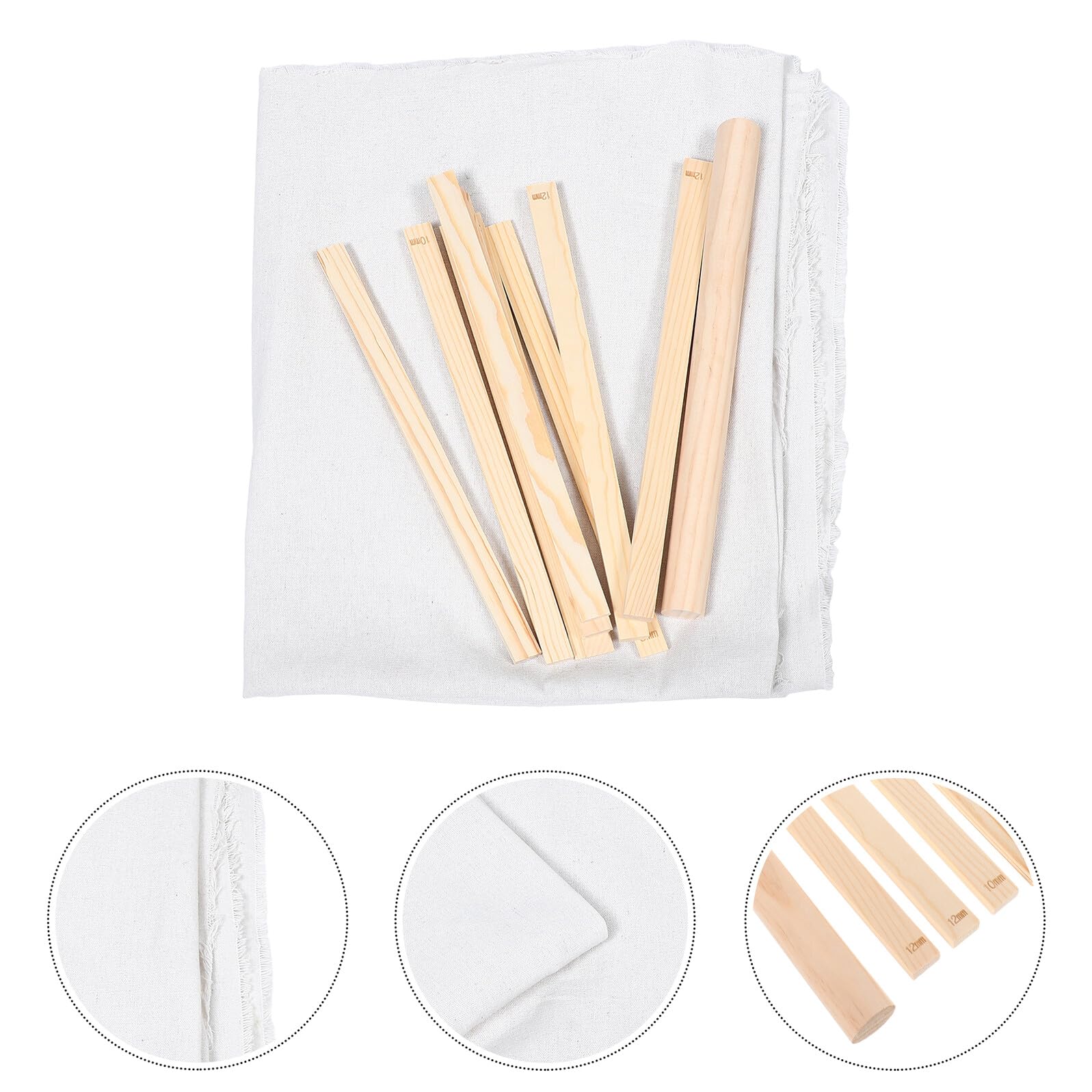 Hemobllo Kit de Herramientas para Cerámica Palos de Madera Maciza 3-12 MM Guía de Profundidad para Rodillos de Arcilla y Estera Absorbente para Mantener Humedad Adecuado para Modelado