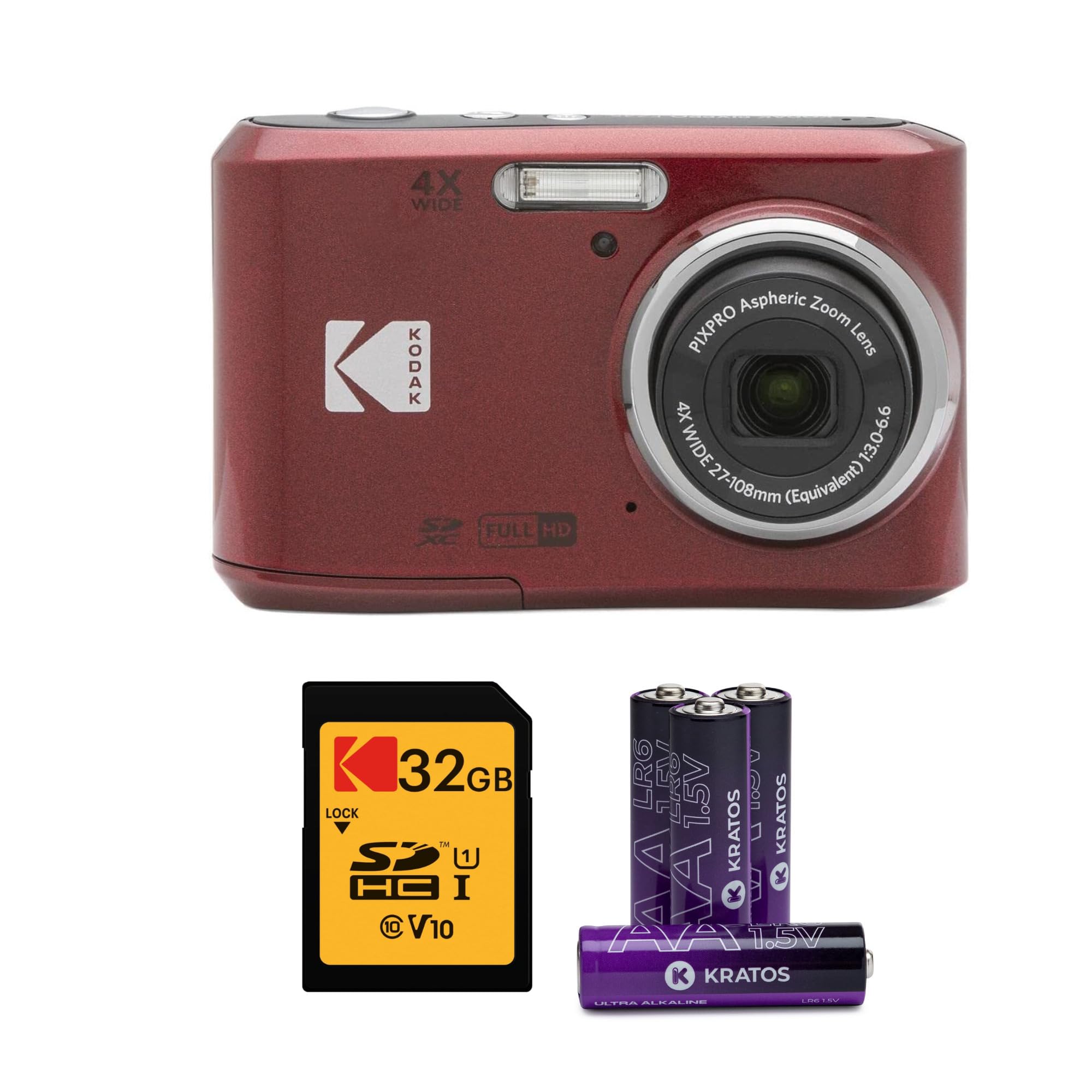 Amazon.com : Kodak PIXPRO FZ45 Digital Camera (Red) Bundle
