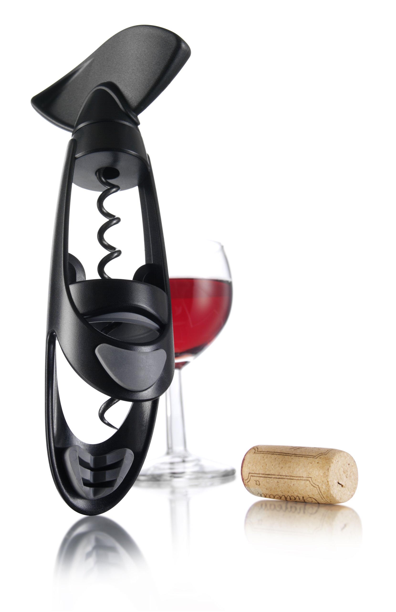 Vacu Vin Twister Corkscrew Wine Bottle Opener with Ergonomic Bottle Grip – Smooth & Effortless Cork Remover for Natural & Synthetic Corks – Durable ABS & Stainless Finish – Black