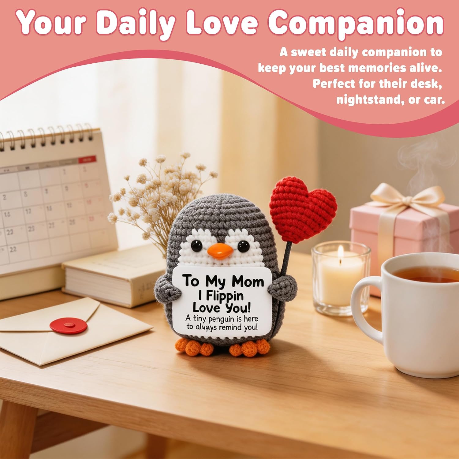 Mom Gifts from Daughter Son Handmade Positive Crochet Penguin image 5
