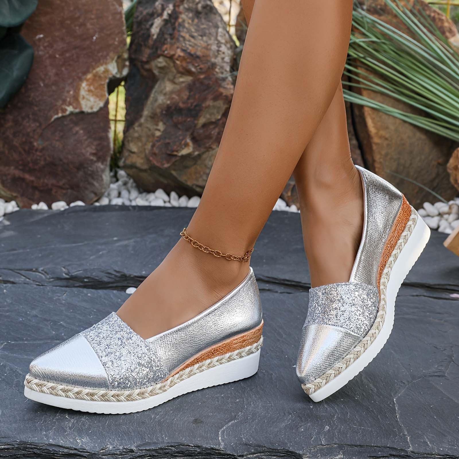 Basket Femme Shoes légères et Confortables Espadrilles à Plateforme Tissées Décontractées pour Femmes Shoes Respirantes Légères Confortables pour la Marche Quotidienne