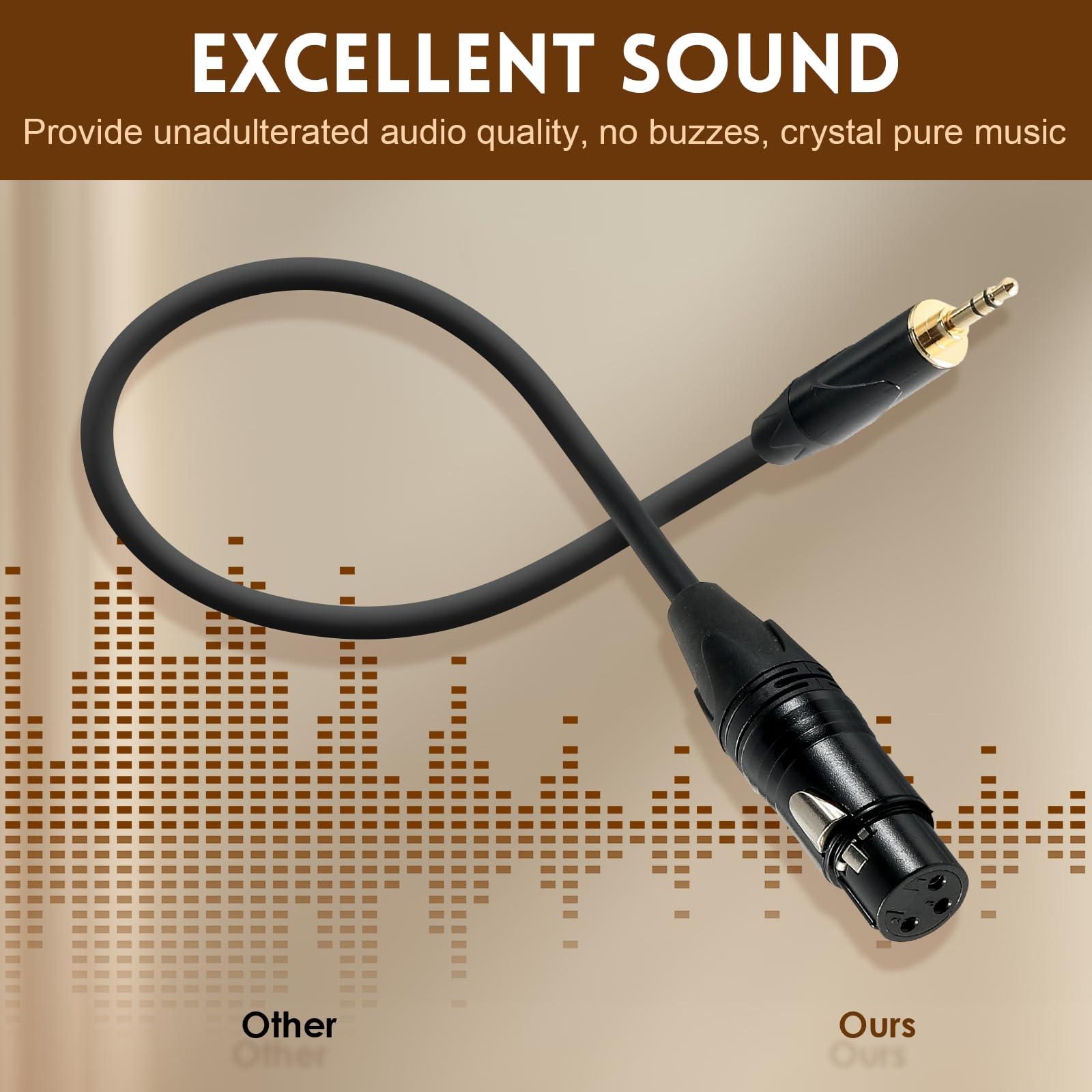 Cable de micrófono XLR a 3,5 mm, XLR hembra a 3,5 mm TRS estéreo macho, cable equilibrado chapado en oro para cámara, computadora, altavoz, 1 m