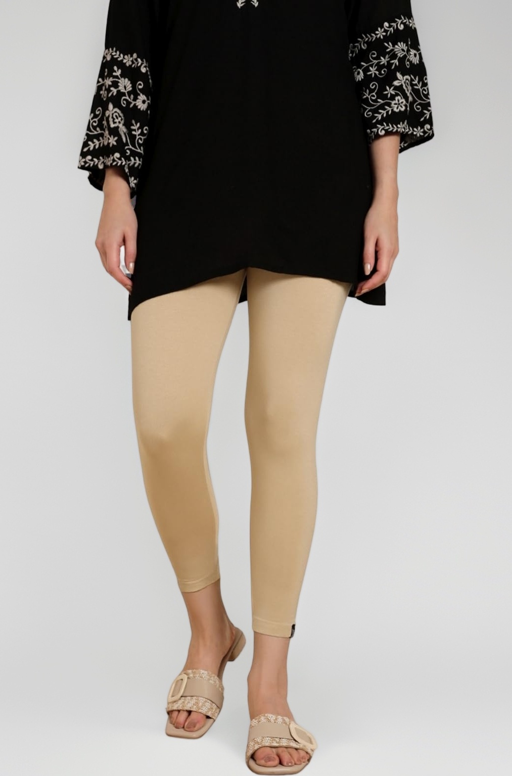 TWIN BIRDS Viscose Elastane Stretch Leggings for Women | Mid Rise Skinny Fit, High Ankle & 7/8 Cropped Length Active Legging