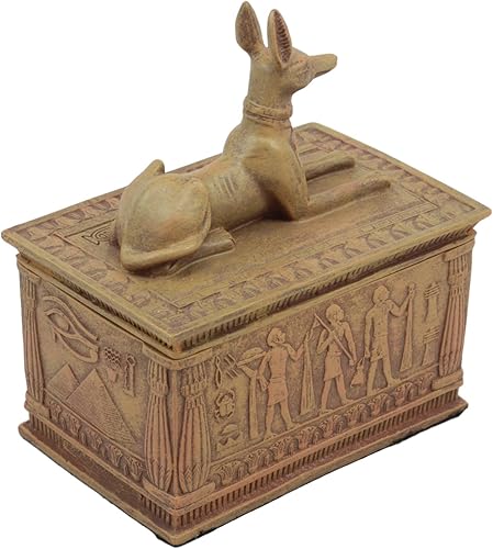 Miniatura 4 de Ebros - Joyero egipcio con diseño de ojo de Horus y Anubis con acabado de piedra arenisca de 4.5 pulgadas de alto como el príncipe de Egipto, dioses