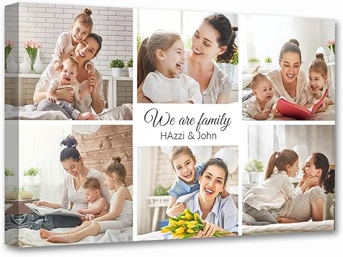 LZIMU Collage de fotos personalizado para pared, lienzo personalizado para pared, impresión artística de pared con tus fotos para familiares, bodas,
