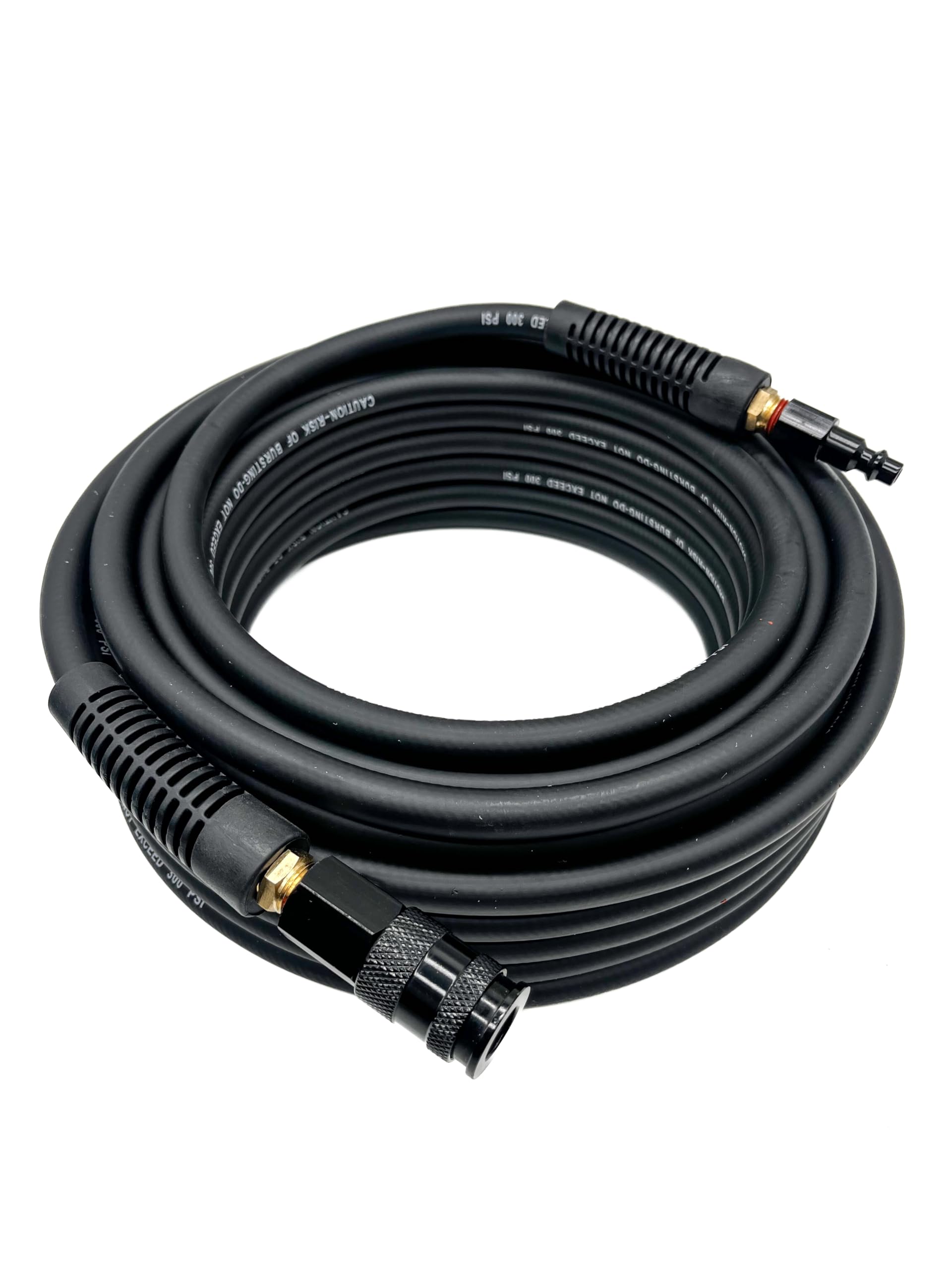 Hybrid Air Hose 1/4-Inch x 50FT,300 PSI Heavy Duty,Lightweight,Kink Resistant,All-Weather Flexibility With 1/4-Inch Swivel Solid Aluminum Quick Coupler and Plug,Black